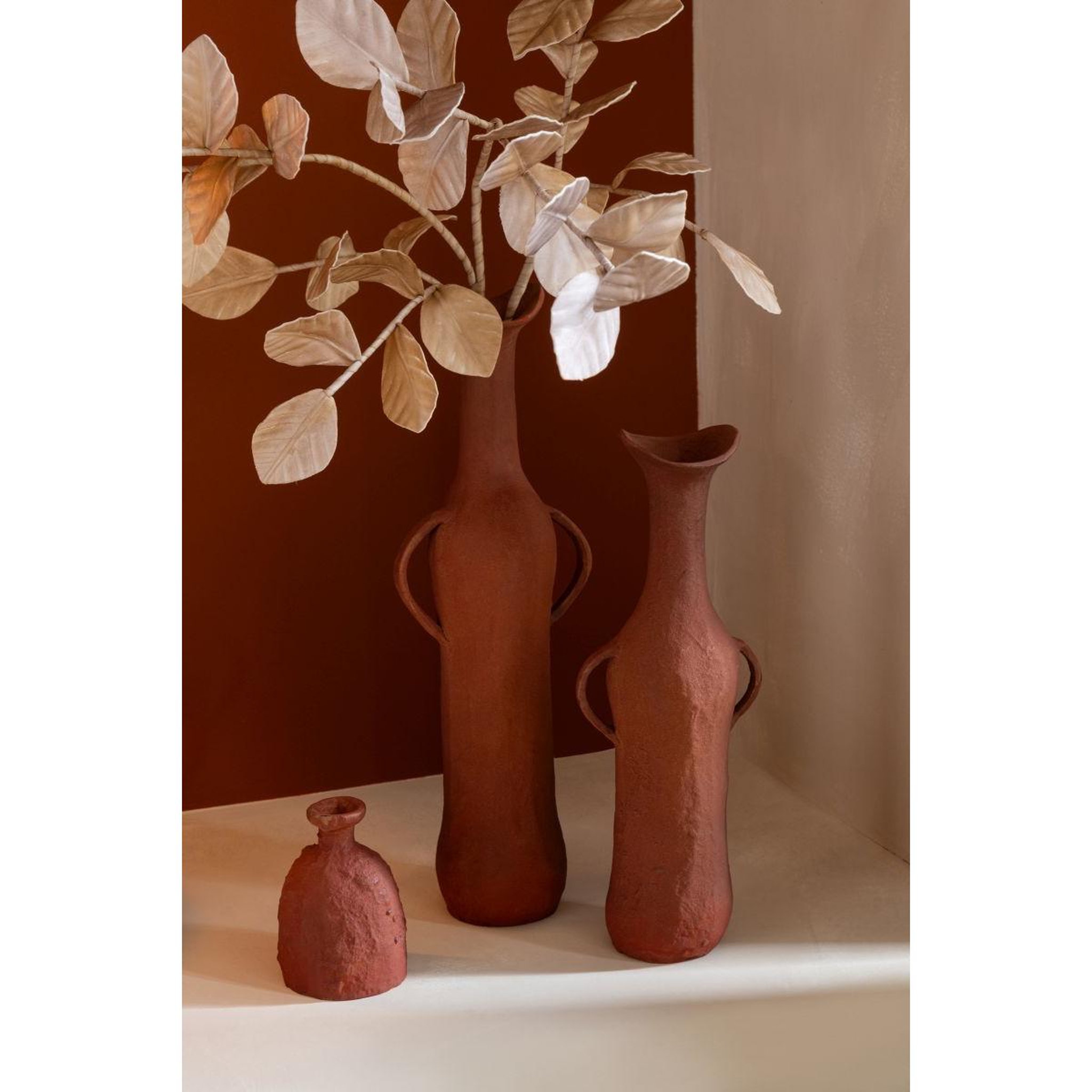 Voir la diapositive 2 : J-LINE Vase déco soliflore  automn  14cm terracotta