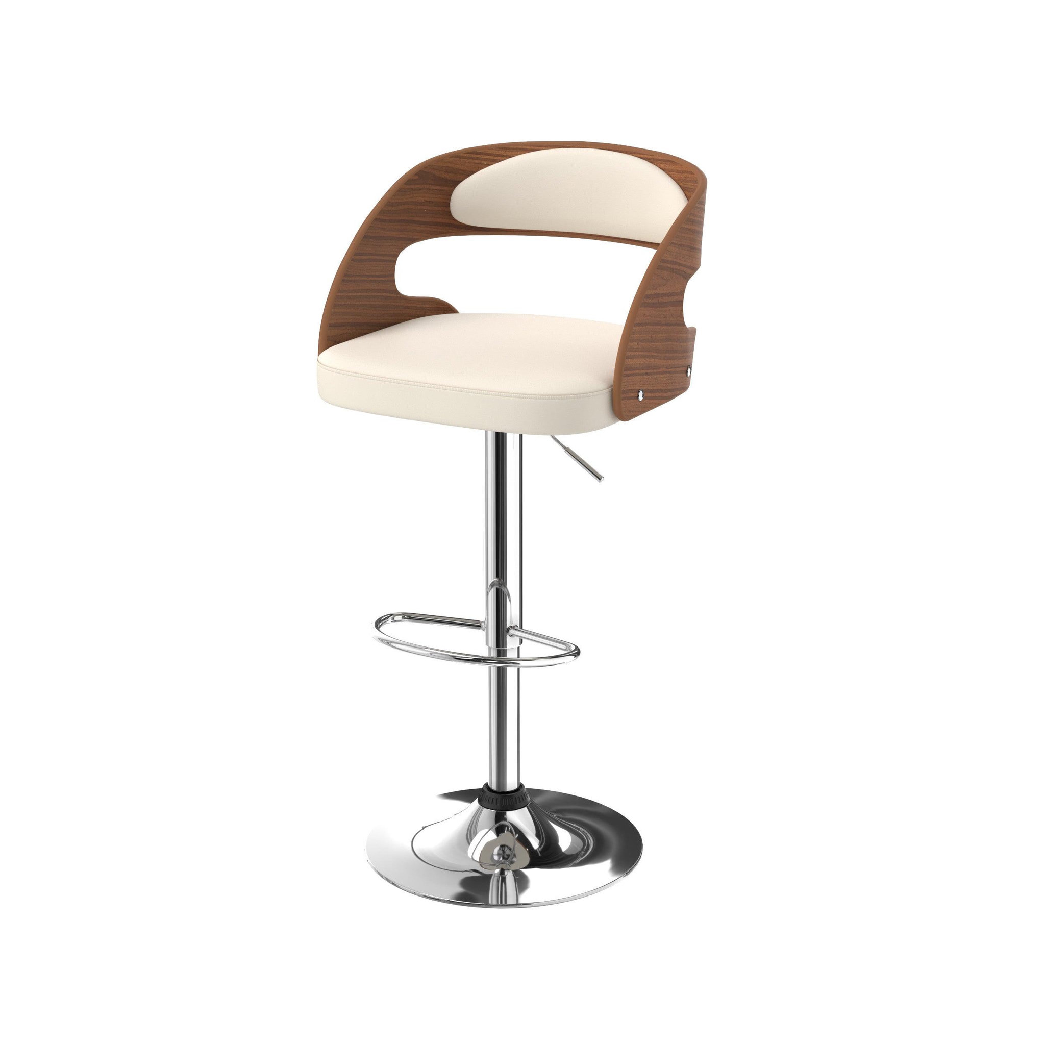 MAISON PAVANE Chaise de bar réglable 62/84 cm en cuir synthétique blanc-louis