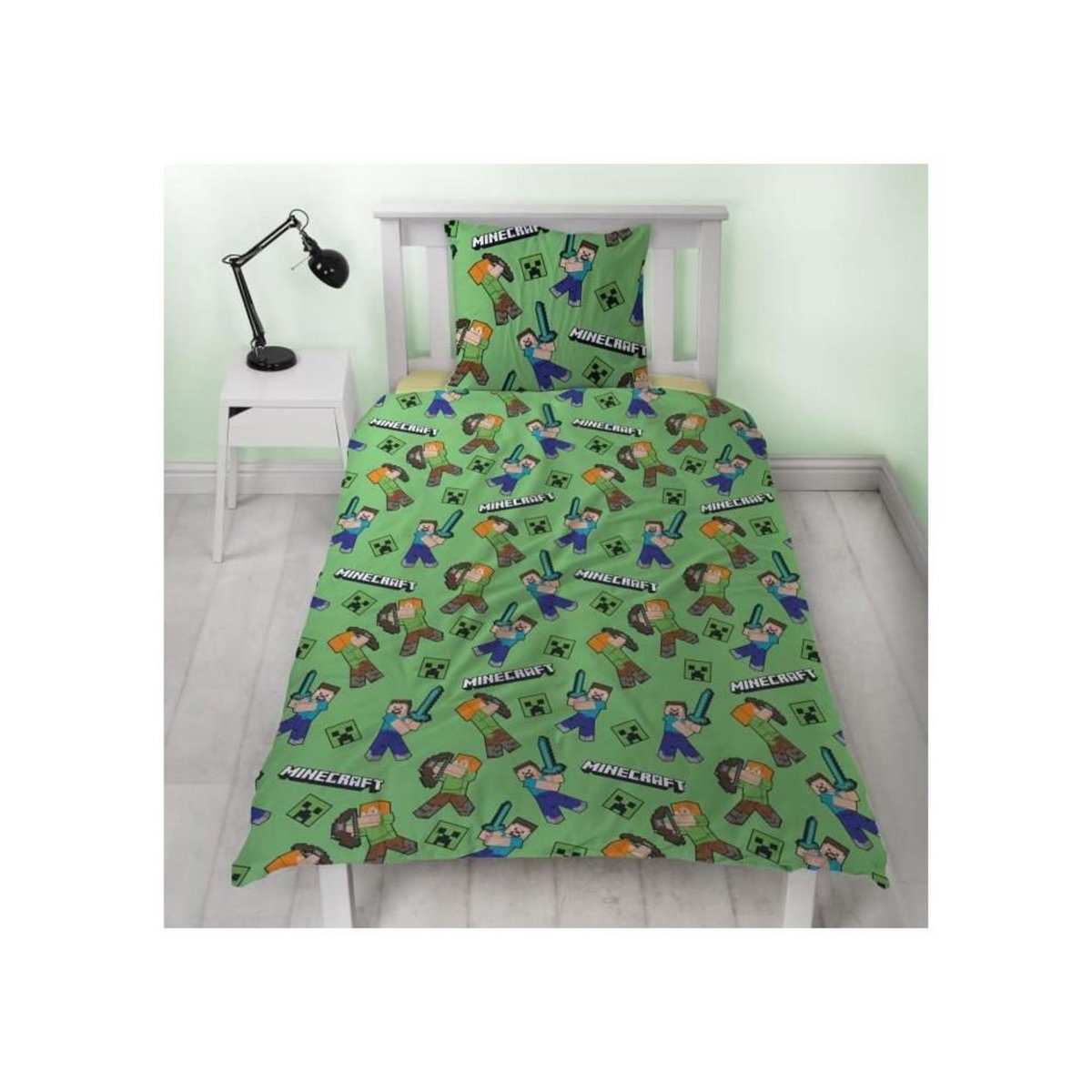 MINECRAFT Parure de lit - MINECRAFT - Microfibre - 1 housse de couette 140 x 200 cm + 1 taie 63 x 63 cm
