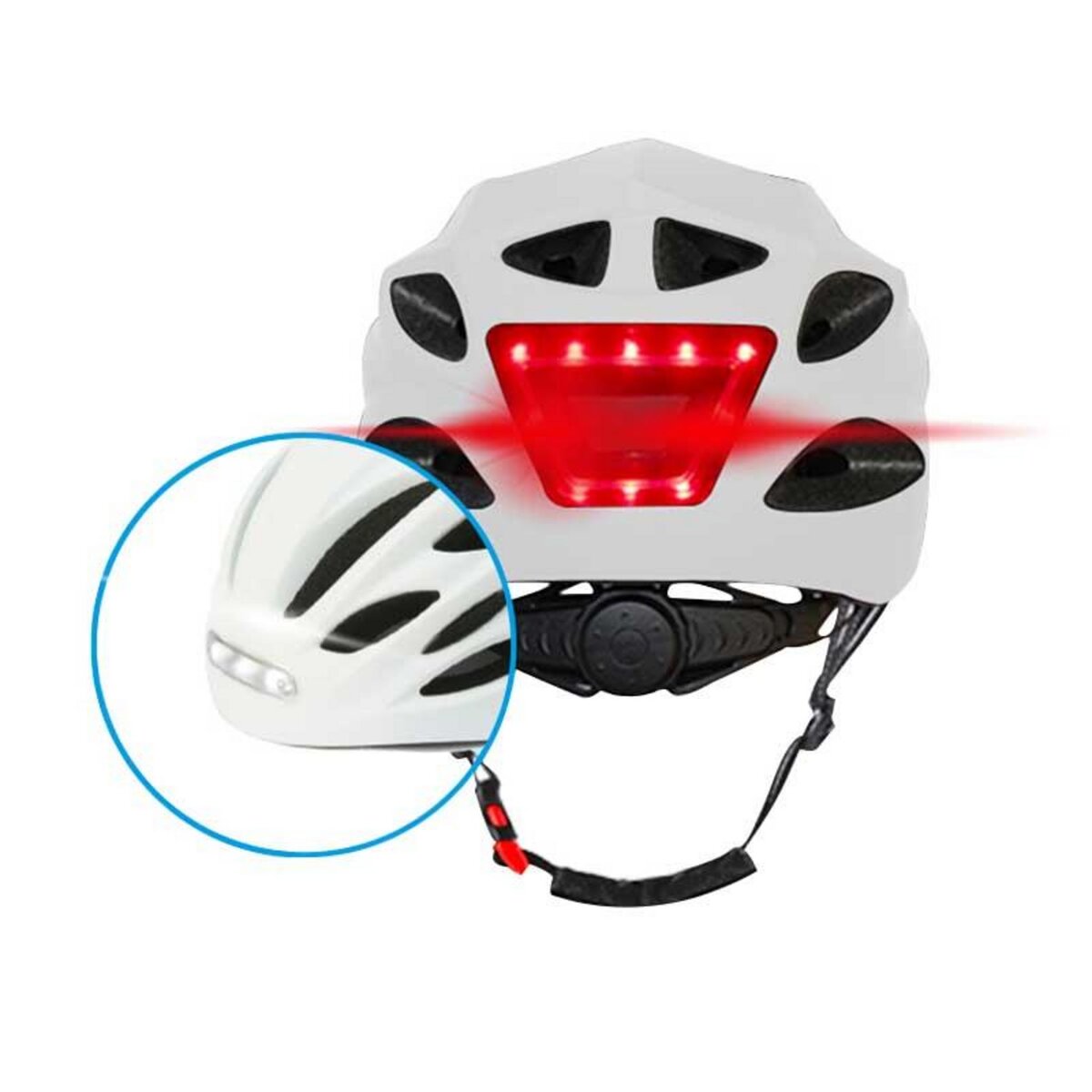 BEEPER - Casque avec LED avant et arrière pour Vélo, VTT, Trottinette  électrique, Taille L, Blanc ME134L-W pas cher 