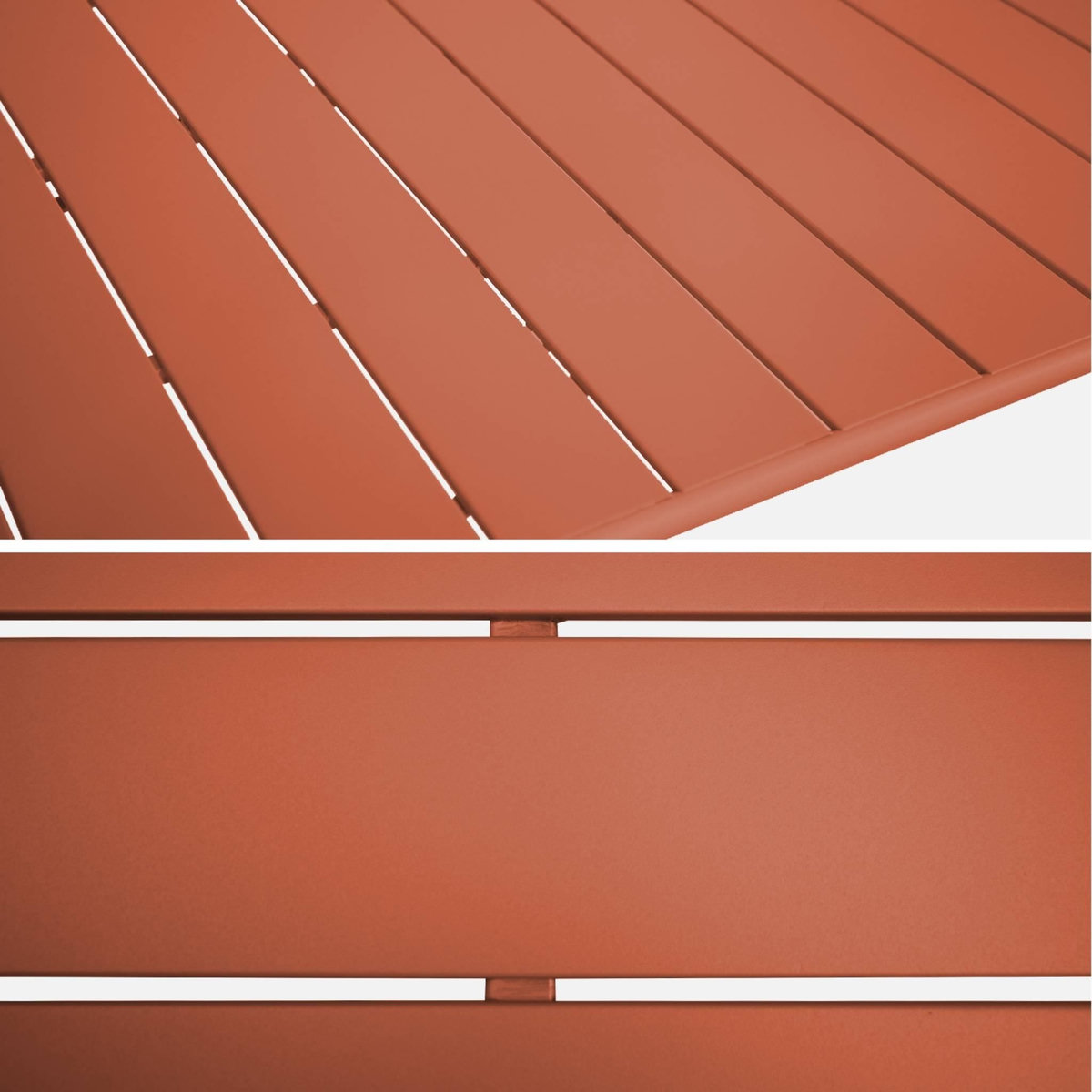 SWEEEK Table de jardin pliante métal 6 places, Amelia 141,2 x 80 x 72,5cm