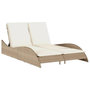 Voir la diapositive 2 : VIDAXL Chaise longue avec coussins beige 114x205x73 cm resine tressee