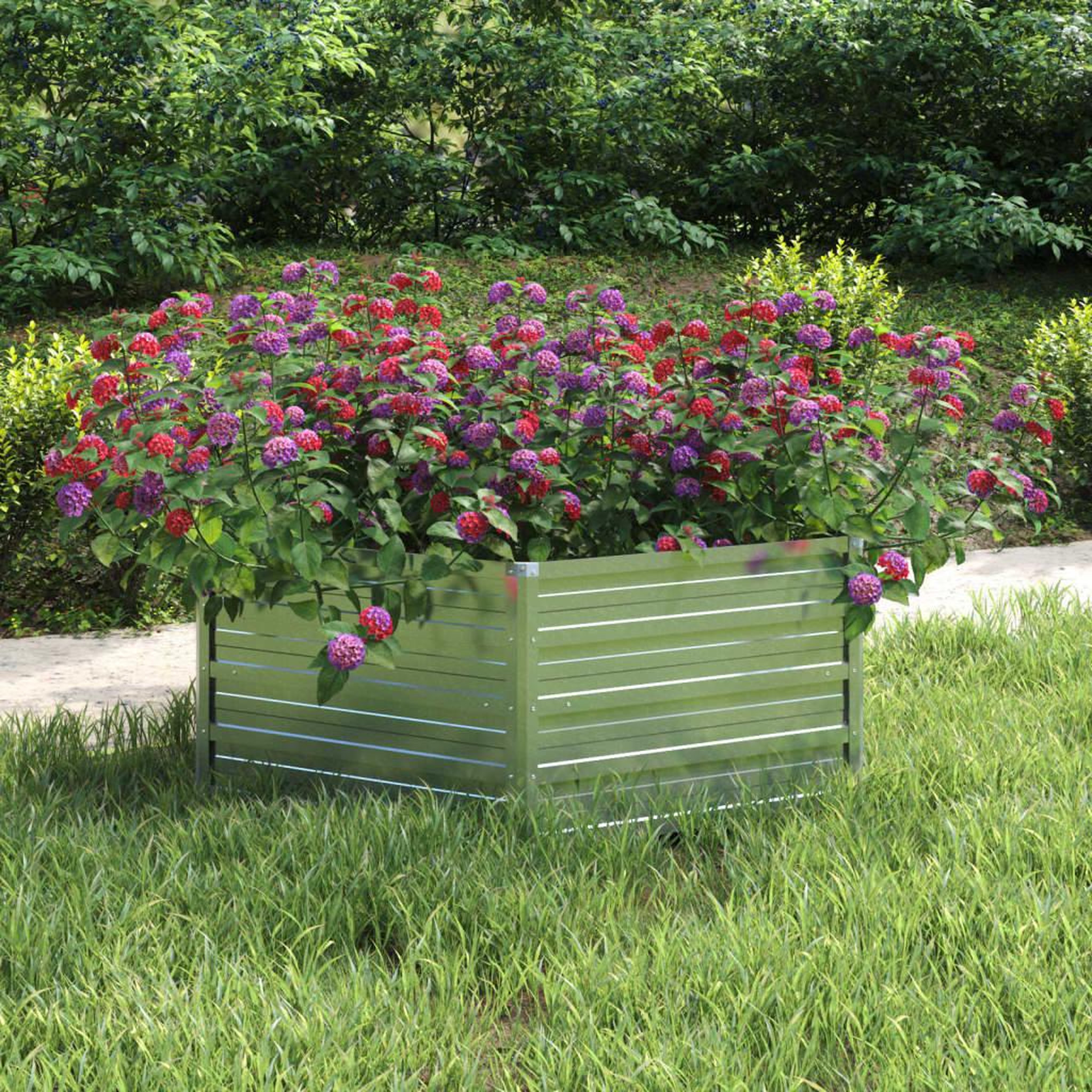 Voir la diapositive 1 : VIDAXL Lit sureleve de jardin 129x45 cm Acier galvanise Argente