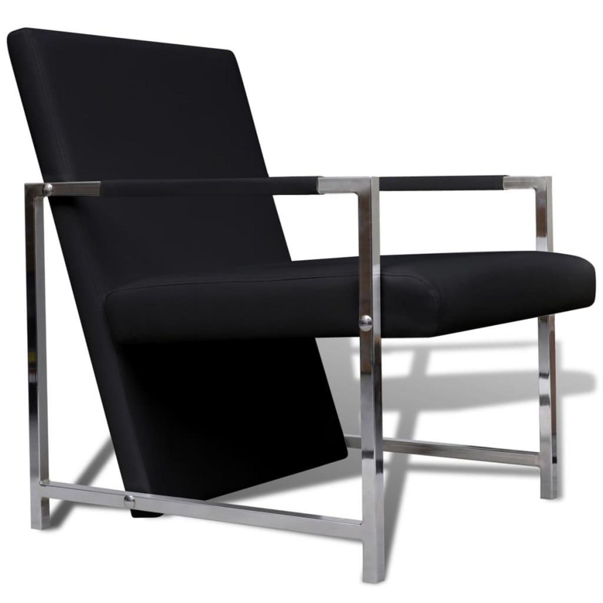 VIDAXL Fauteuils lot de 2 avec cadre chrome noir similicuir