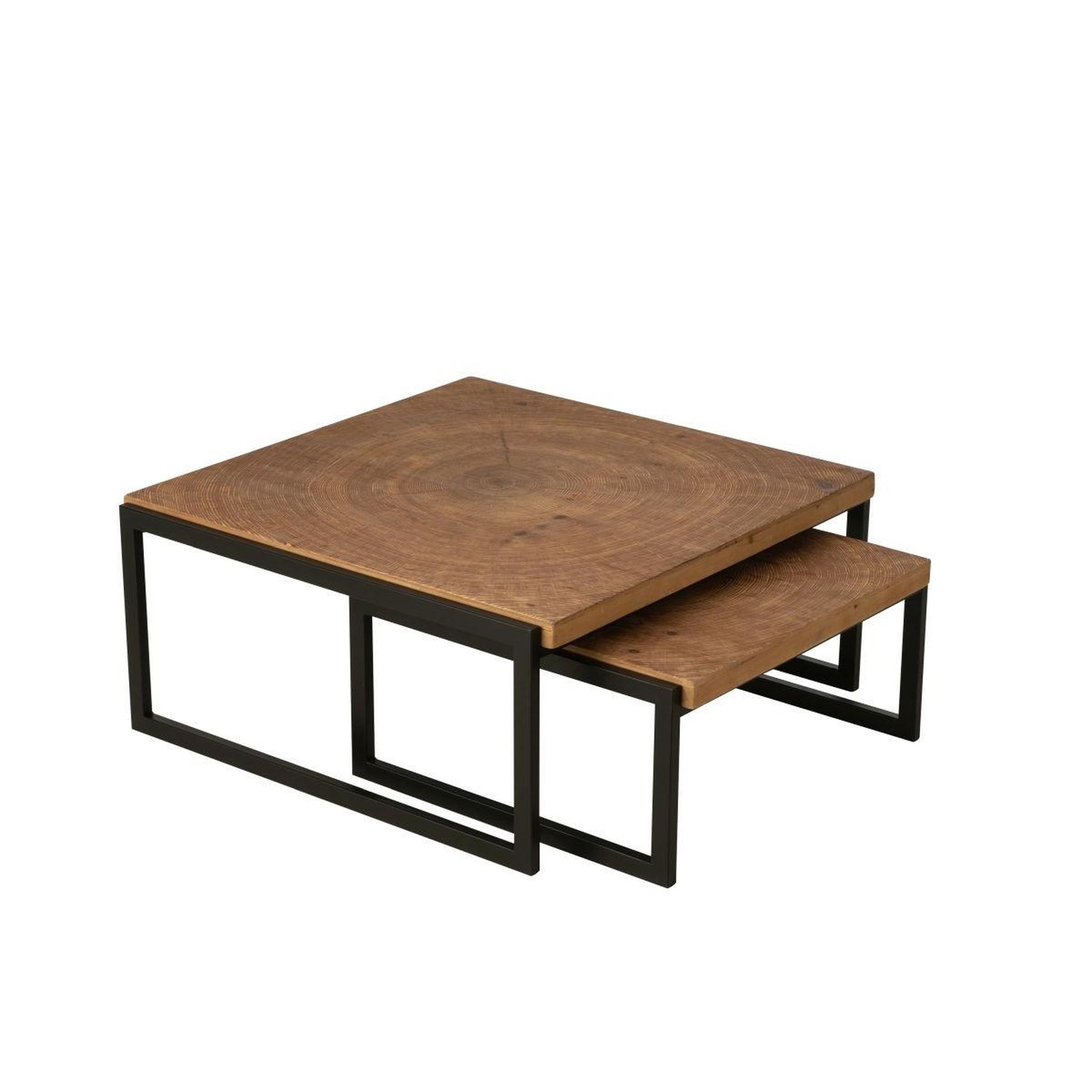 Voir la diapositive 6 : J-LINE Lot de 2 tables basses gigognes  chalet  85cm naturel