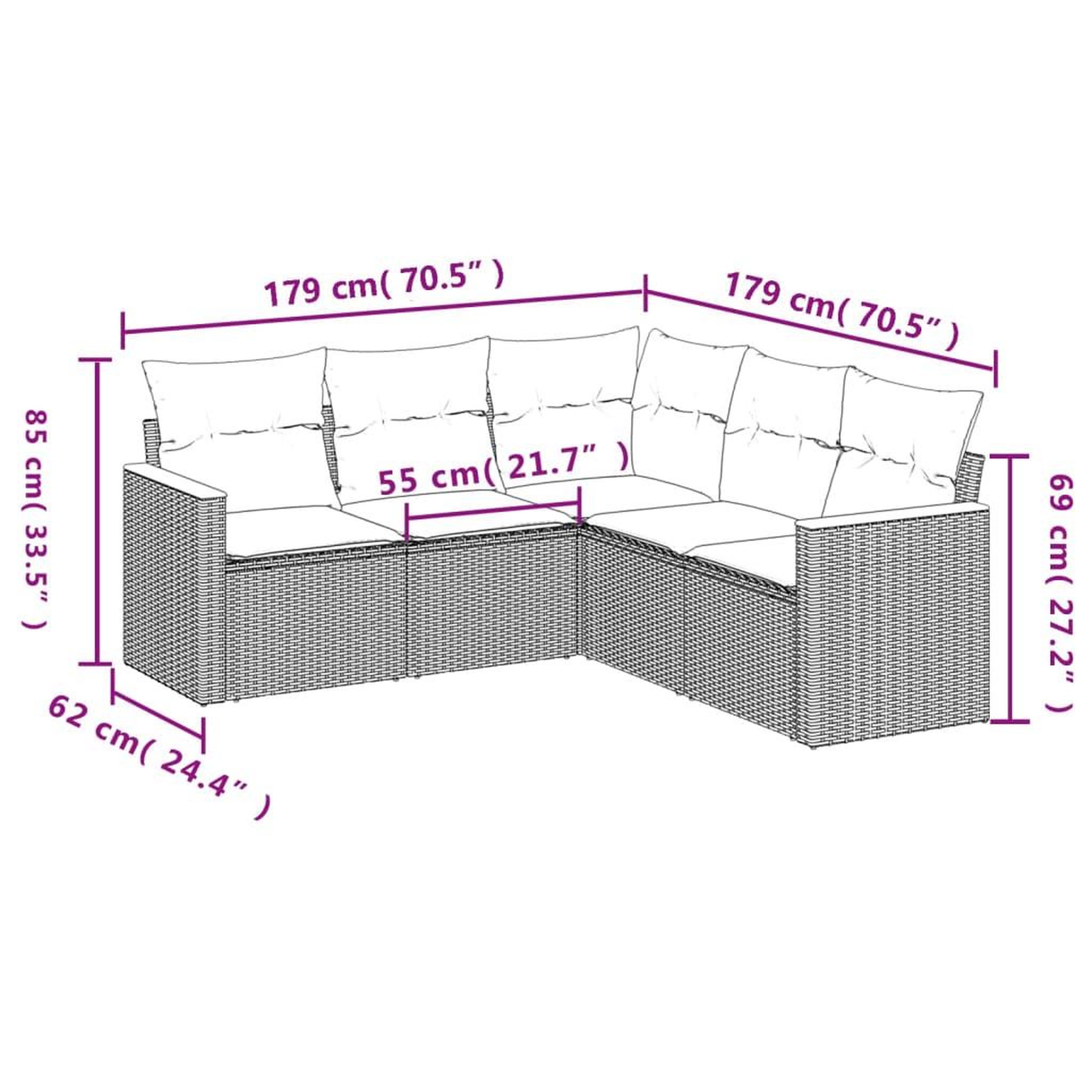 Voir la diapositive 4 : VIDAXL Salon de jardin 5 pcs avec coussins gris resine tressee