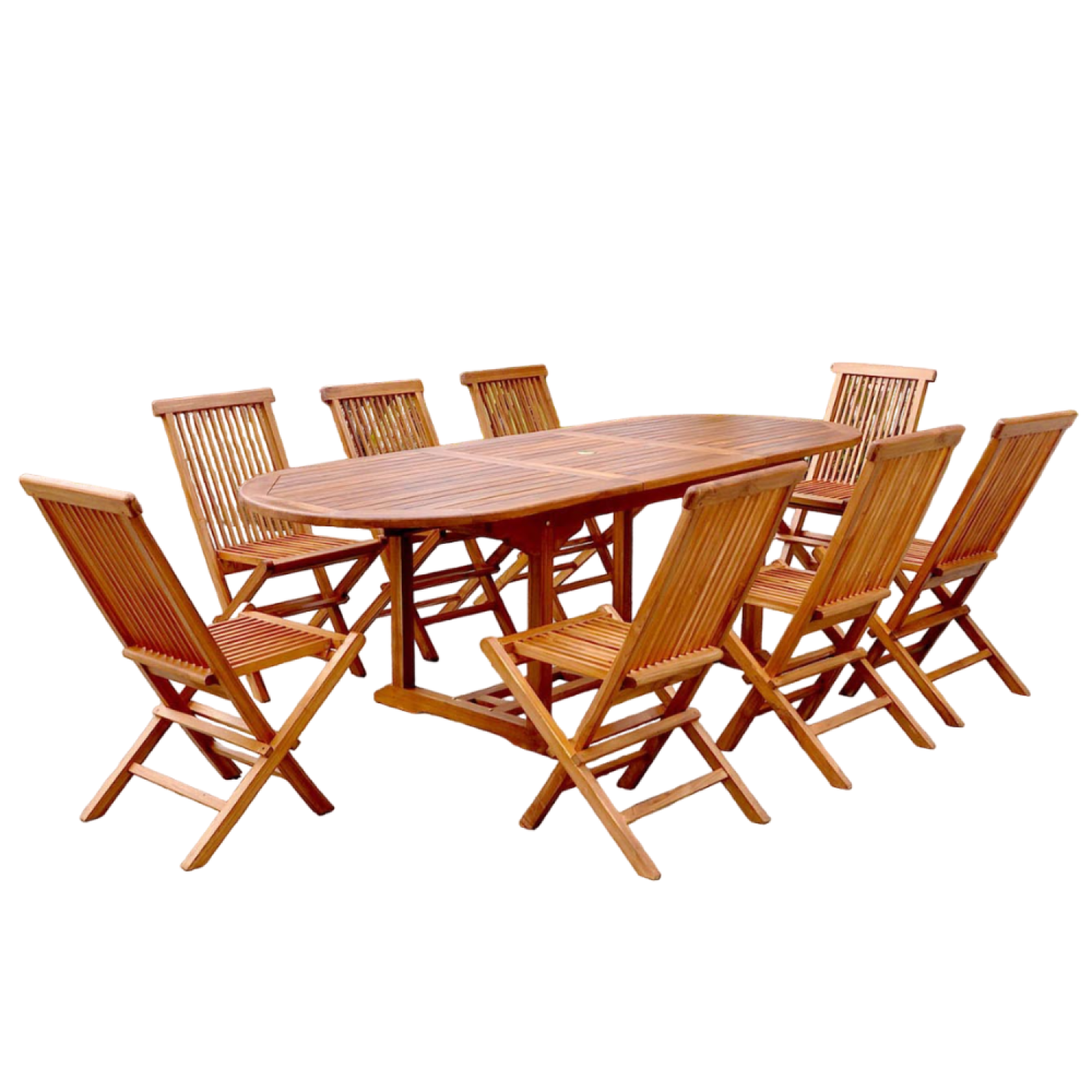 CONCEPT USINE Salon de jardin Teck huilé 8 personnes - Table ovale + 8 chaises LUBOK