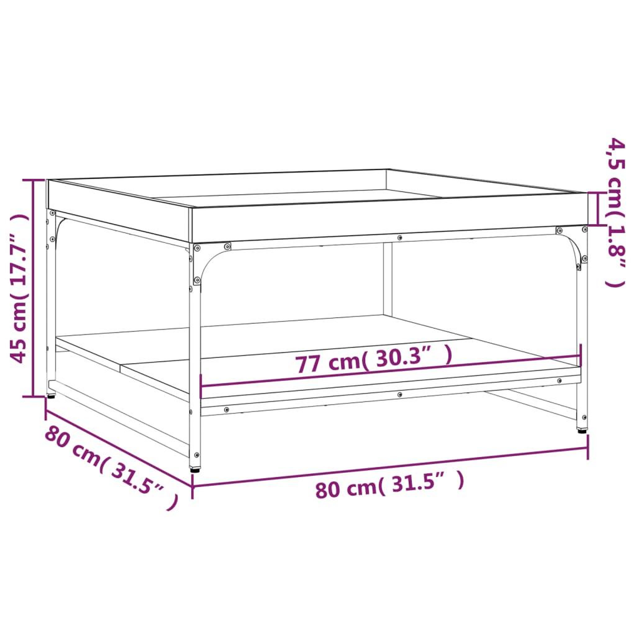 Voir la diapositive 6 : VIDAXL Table basse chene fume 80x80x45 cm bois d'ingenierie et fer