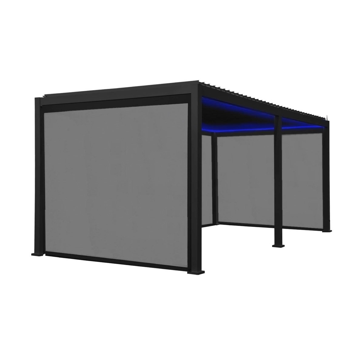 SWEEEK Pergola bioclimatique motorisée aluminium 6x3m LED + 4 stores 3m Triomphe