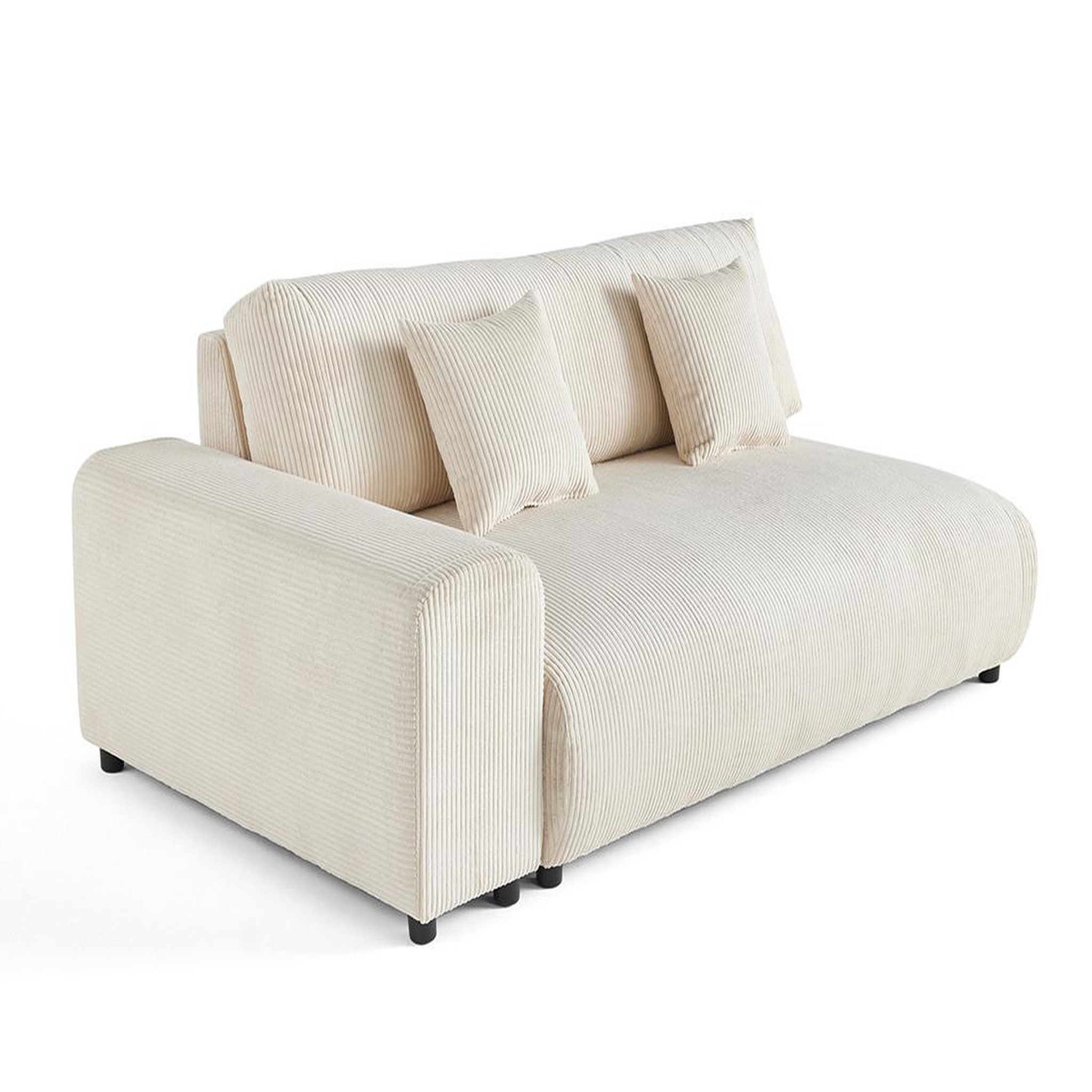 BEST MOBILIER Garance - module d'assise 3 places avec accoudoir gauche - en velours côtelé. Coloris disponibles : Vert, Orange, Gris, Bleu, Beige