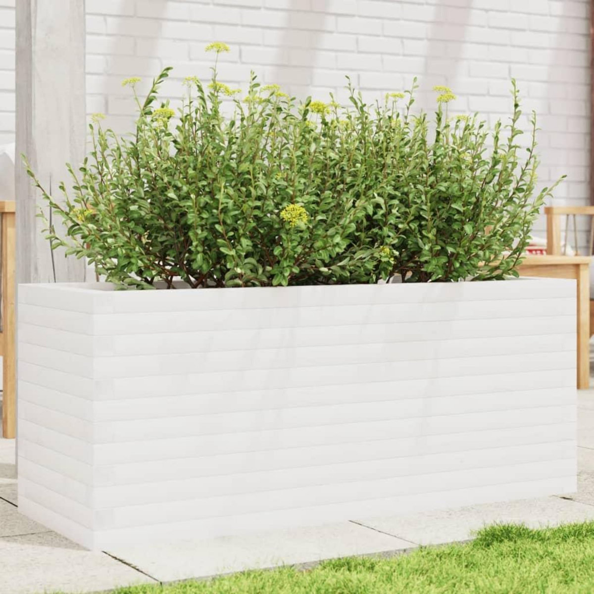 VIDAXL Jardiniere blanc 110x40x45,5 cm bois de pin massif