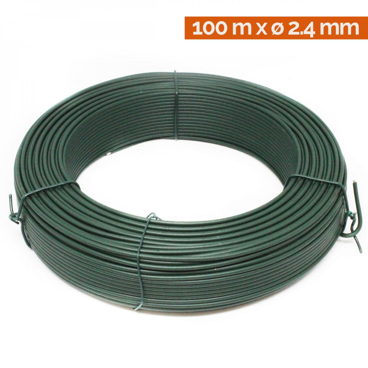 LINXOR Fil de tension en acier galvanisé plastifié pour grillage ou autre - 100 m x 2.4mm Ø - Vert