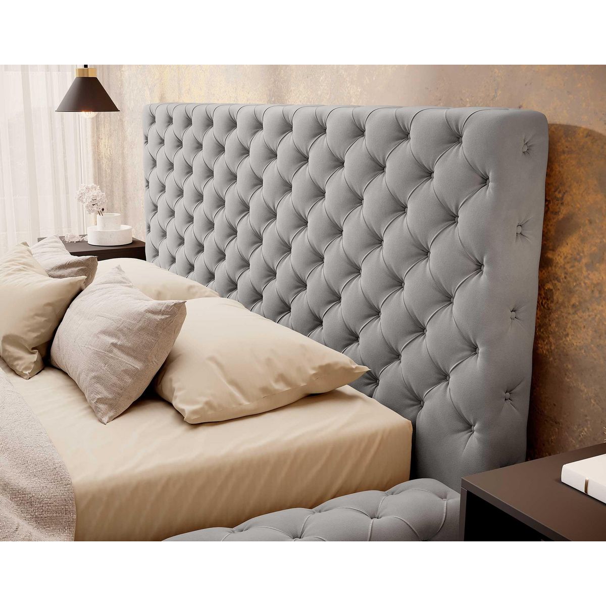 BEST MOBILIER Christiana - lit coffre - 160x200 - sommier inclus - en velours