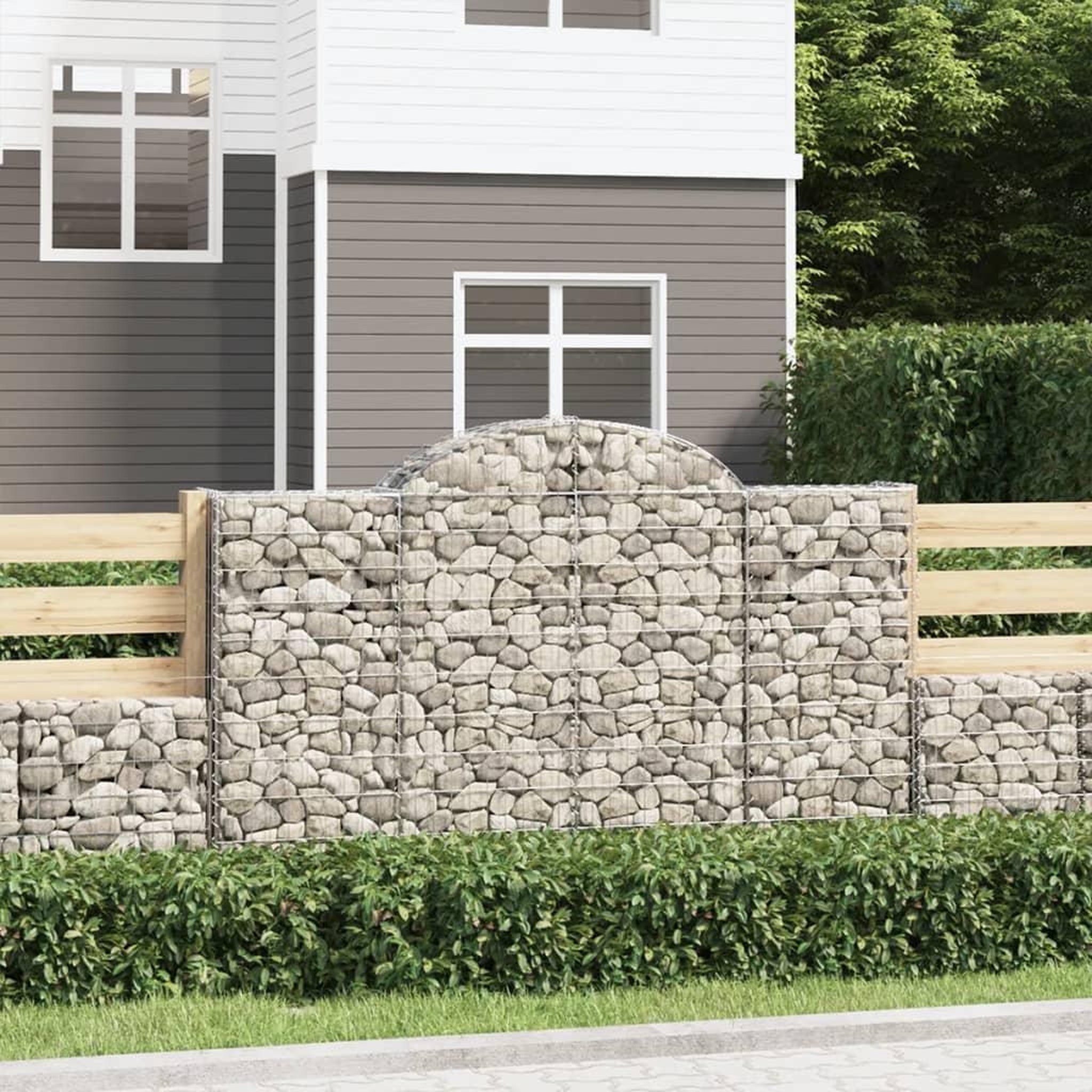 VIDAXL Paniers a gabions arques 4 pcs 200x50x120/140 cm Fer galvanise