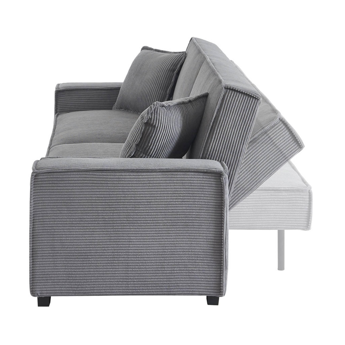 SWEEEK Canapé convertible 3 places gris clair velours côtelé L 231 x P 96.5 x H 80cm
