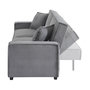 Voir la diapositive 5 : SWEEEK Canapé convertible 3 places gris clair velours côtelé L 231 x P 96.5 x H 80cm
