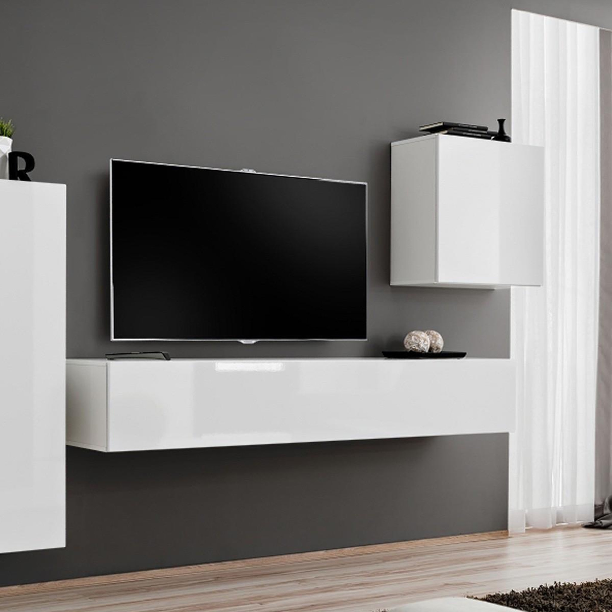 Voir la diapositive 3 : Paris Prix Meuble tv mural design  switch iii  330cm blanc