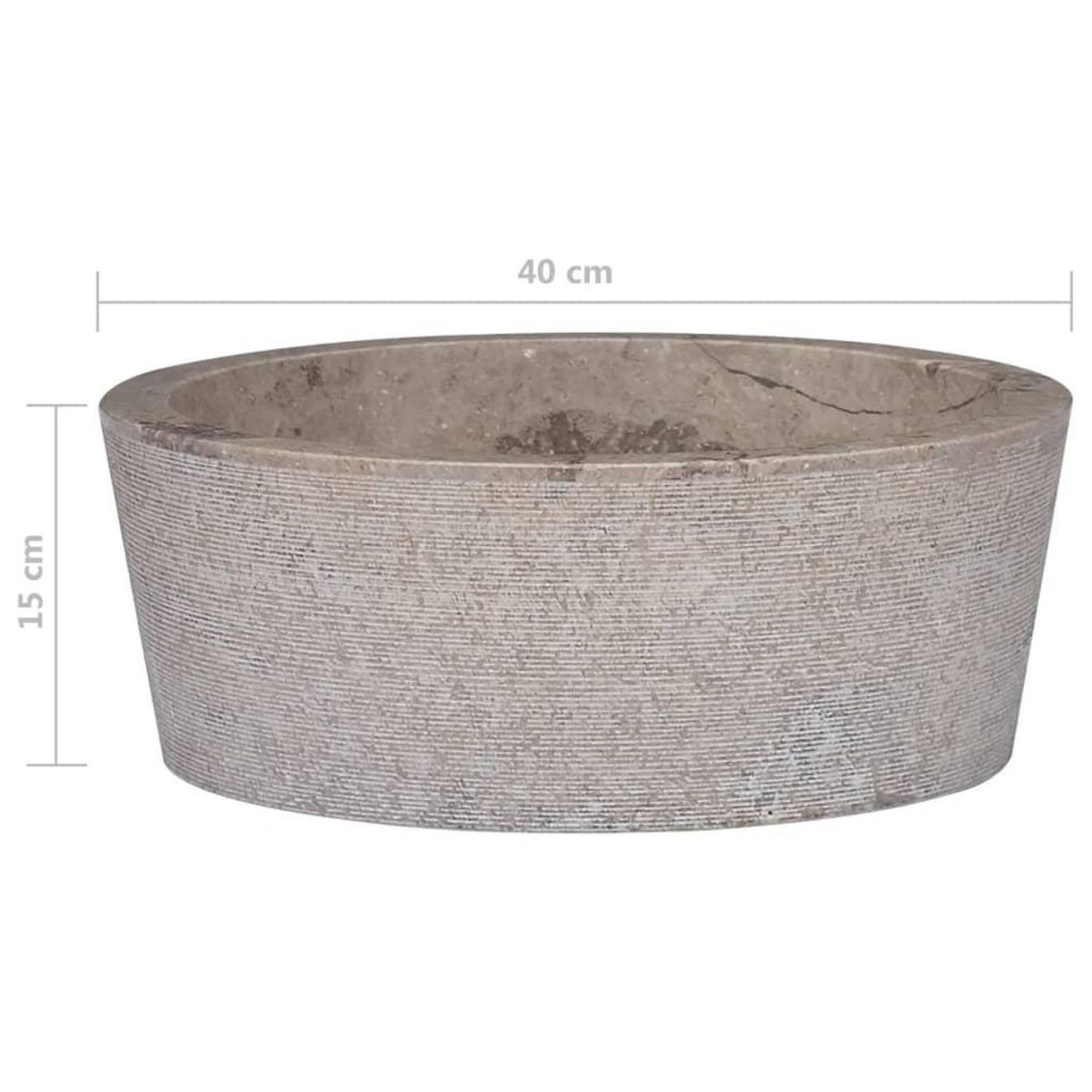 VIDAXL Lavabo Gris Ø40x15 cm Marbre
