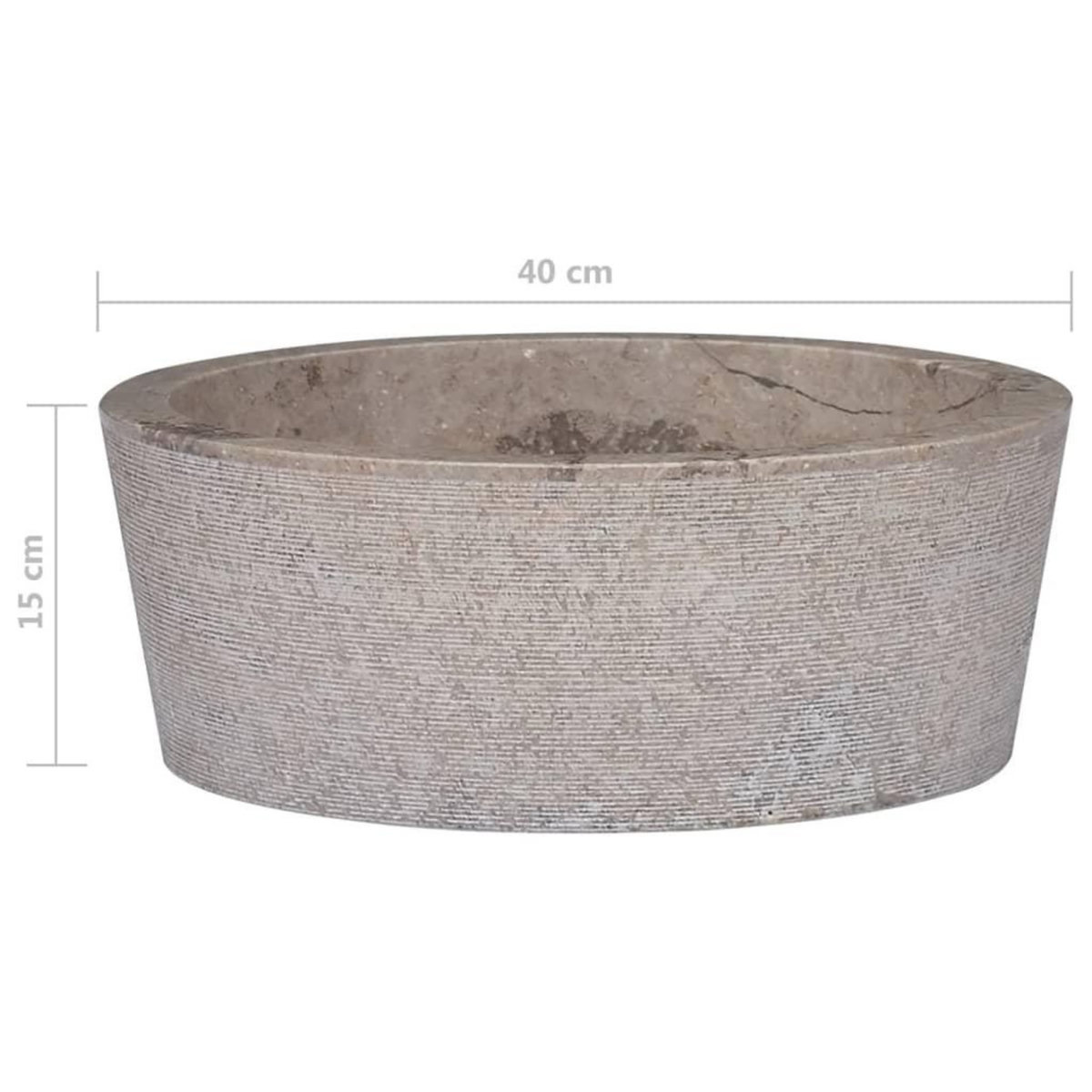 VIDAXL Lavabo Gris Ø40x15 cm Marbre