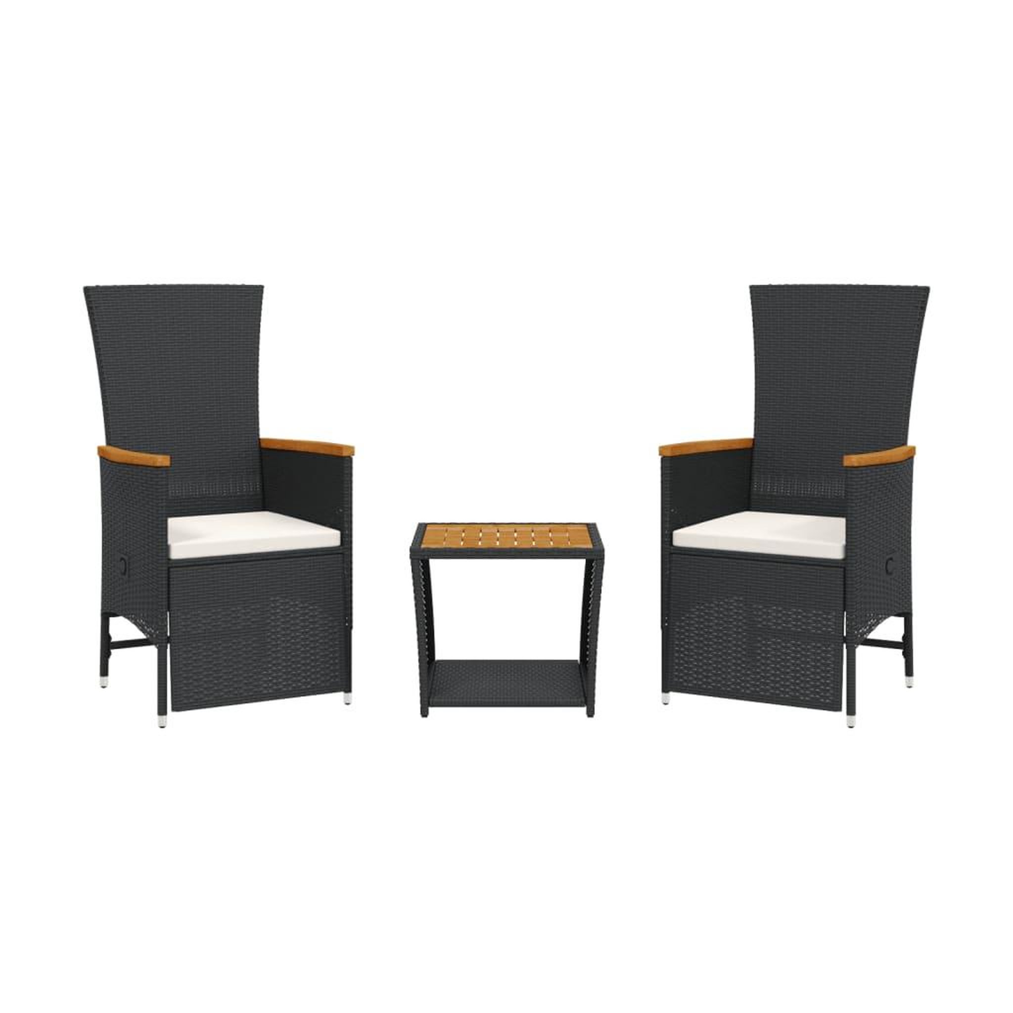 Voir la diapositive 2 : VIDAXL Ensemble a manger de jardin avec coussins 3 pcs Noir