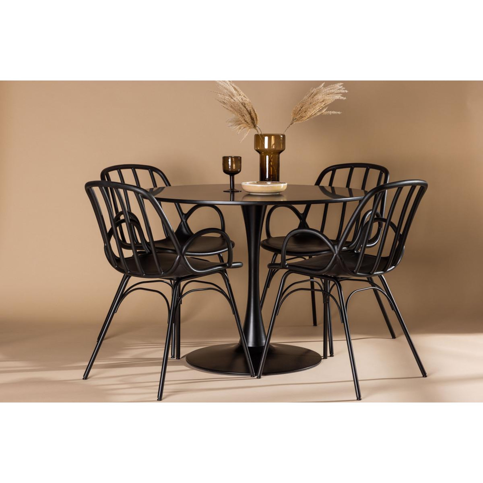 Voir la diapositive 4 : Paris Prix Ensemble table à manger & 4 chaises  glade & dyron  100cm noir
