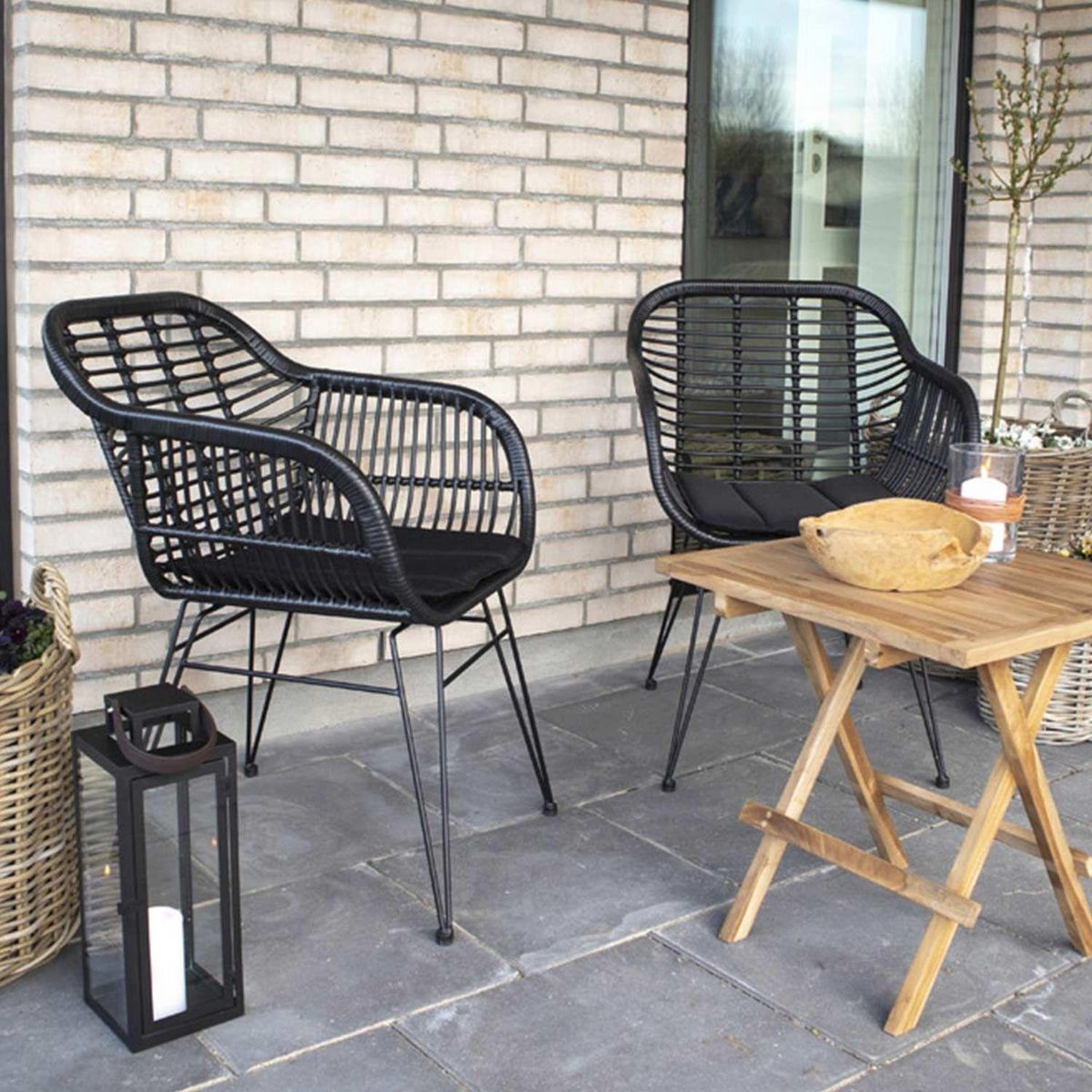 HOUSE NORDIC 4 Fauteuils de jardin noirs TRIESTE