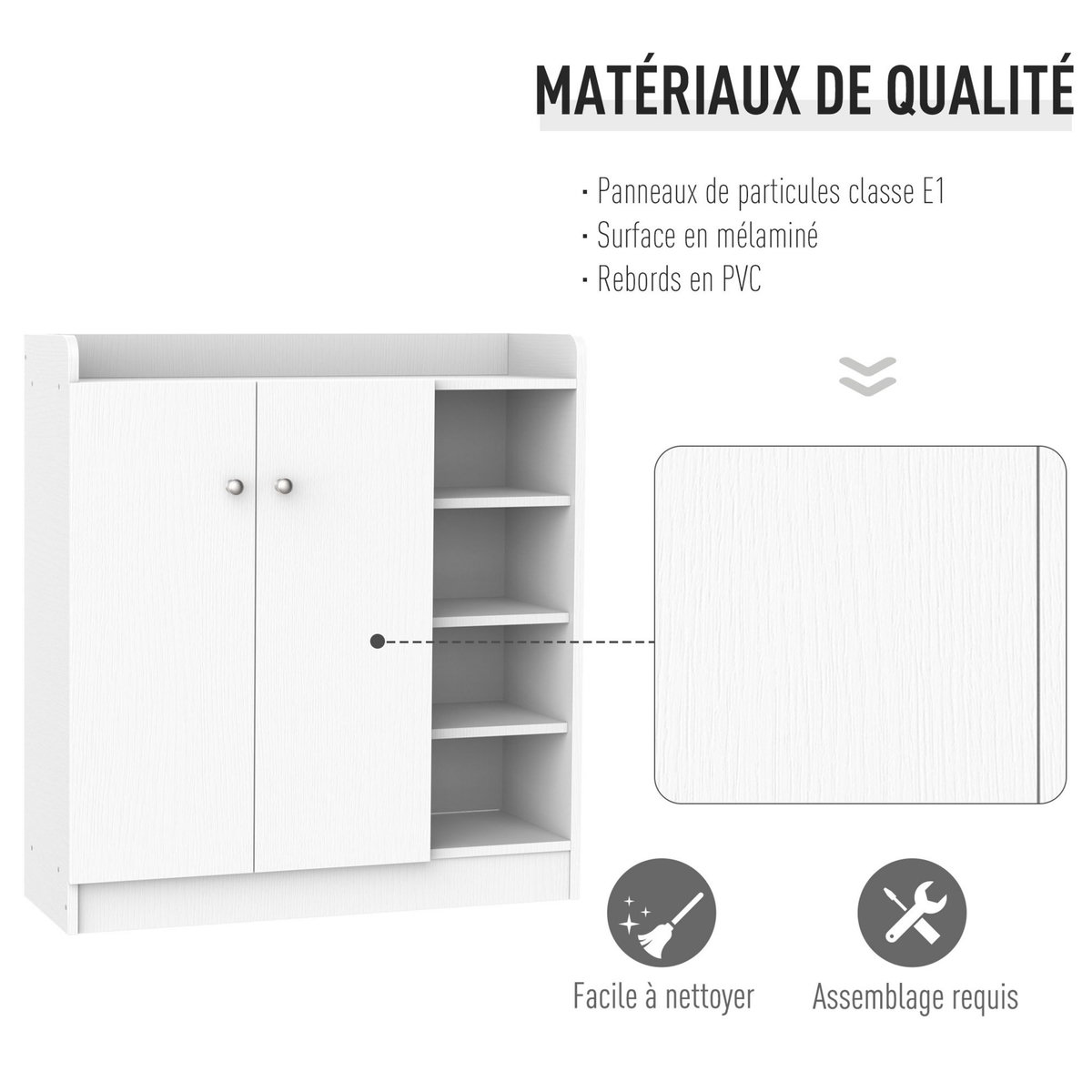 HOMCOM Armoire / etagere / meuble a chaussures très pratique en panneaux de particules blanc