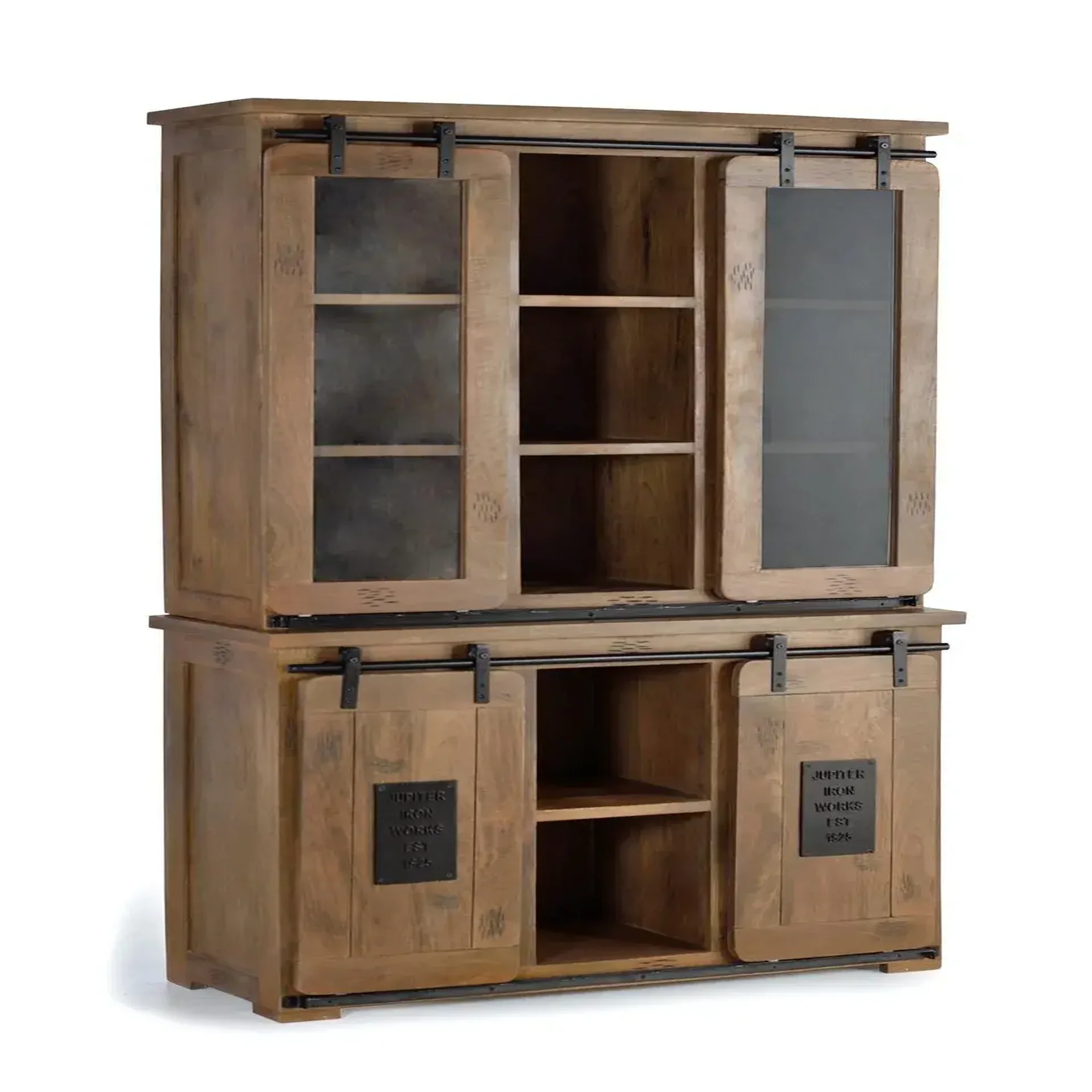 Voir la diapositive 3 : GINER Y COLOMER SL Vaisselier en bois de manguier 120 cm style industriel