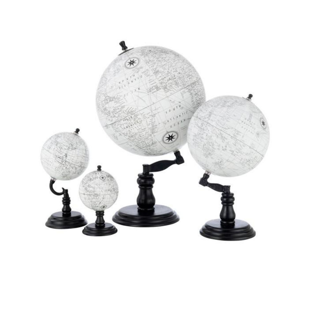 Paris Prix Globe sur Pied en Bois  Terrestre  27cm Noir & Gris