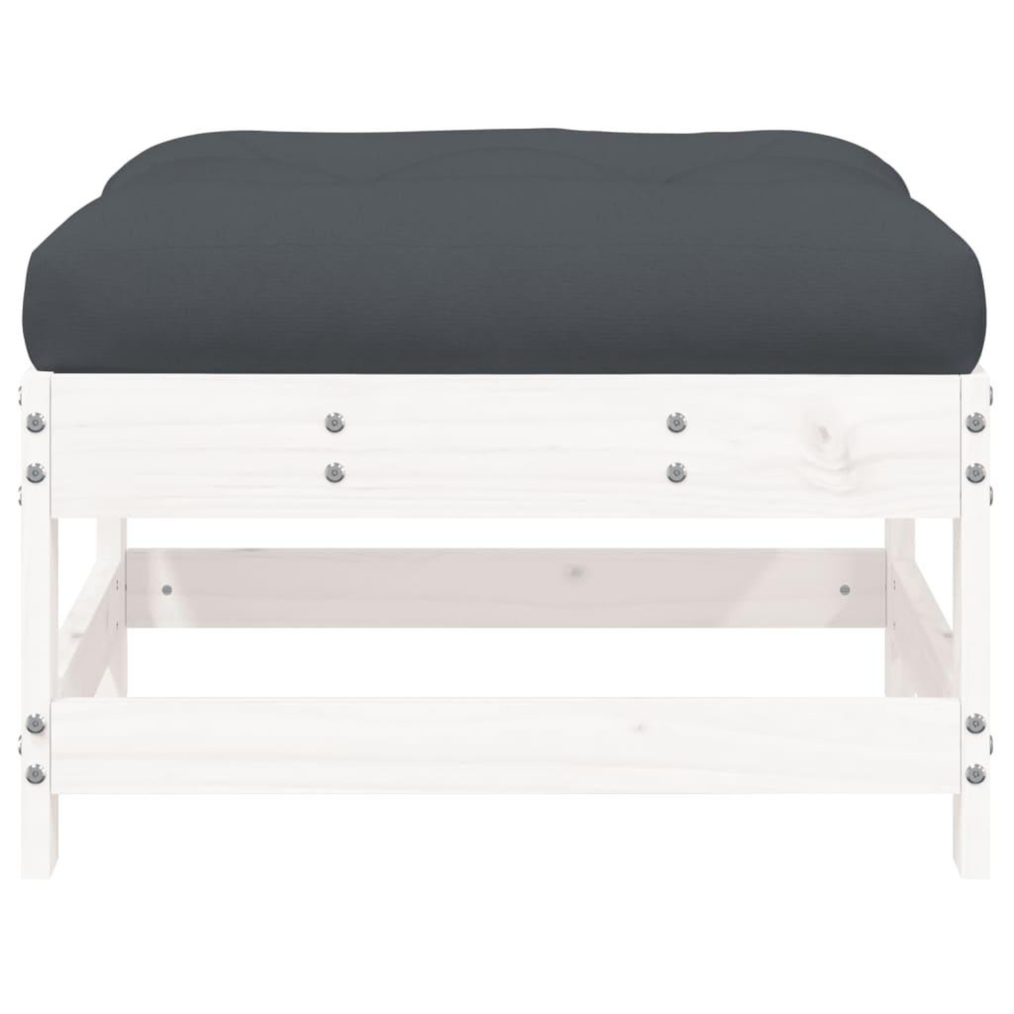Voir la diapositive 3 : VIDAXL Repose-pied de jardin avec coussin blanc bois de pin massif