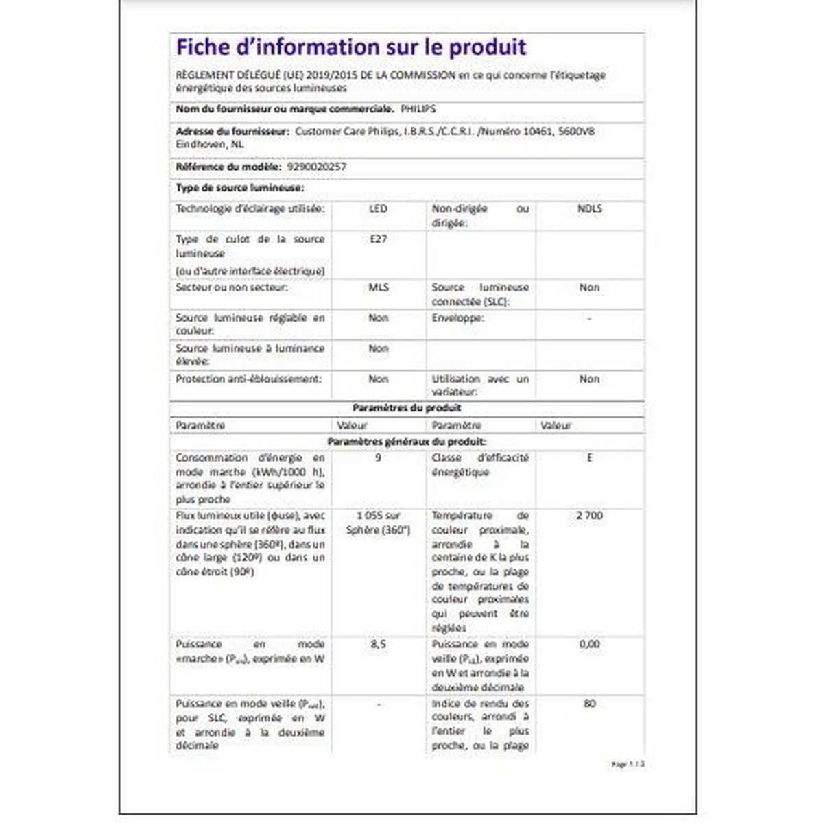 PHILIPS Ampoule génie E27 eco énergie 18w warm light 1100 lumen x1 1100 lumen 1 pièce