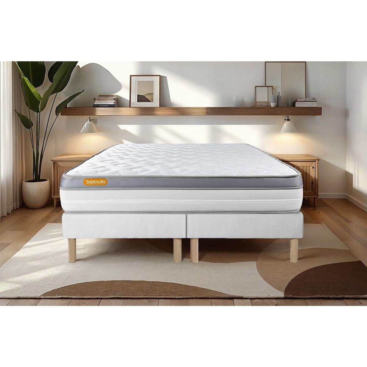 SEPTNUITS Matelas + double sommier Memo Zen Mousse à mémoire de forme 5 zones de confort MAXI épaisseur