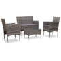 Voir la diapositive 1 : VIDAXL Salon de jardin 4 pcs avec coussins resine tressee gris