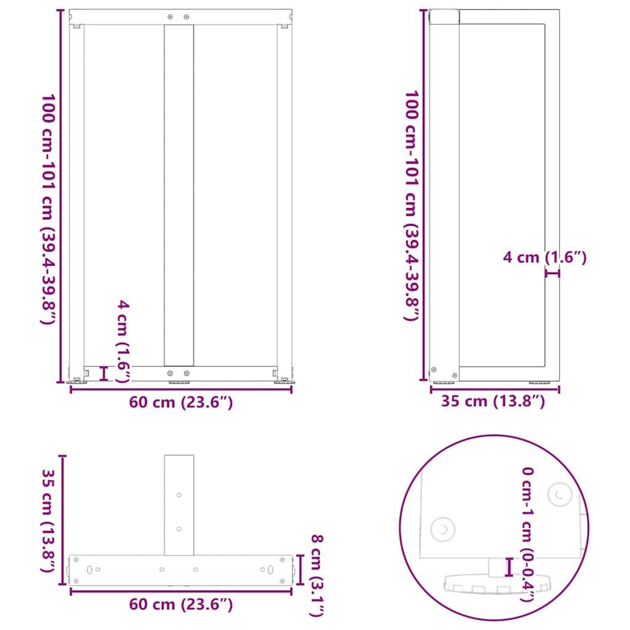 Voir la diapositive 6 : VIDAXL Pieds de table de bar forme de T 2 pcs anthracite acier