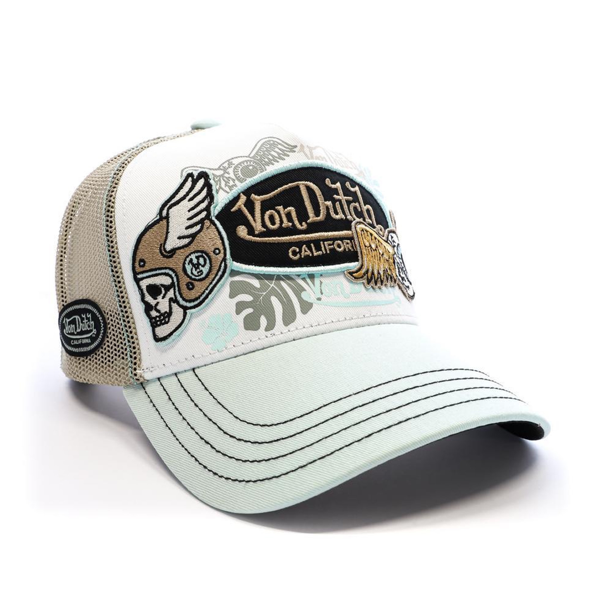 Voir la diapositive 2 : VON DUTCH Casquette Turquoise/Noir/Beige Homme Von Dutch PATCHES
