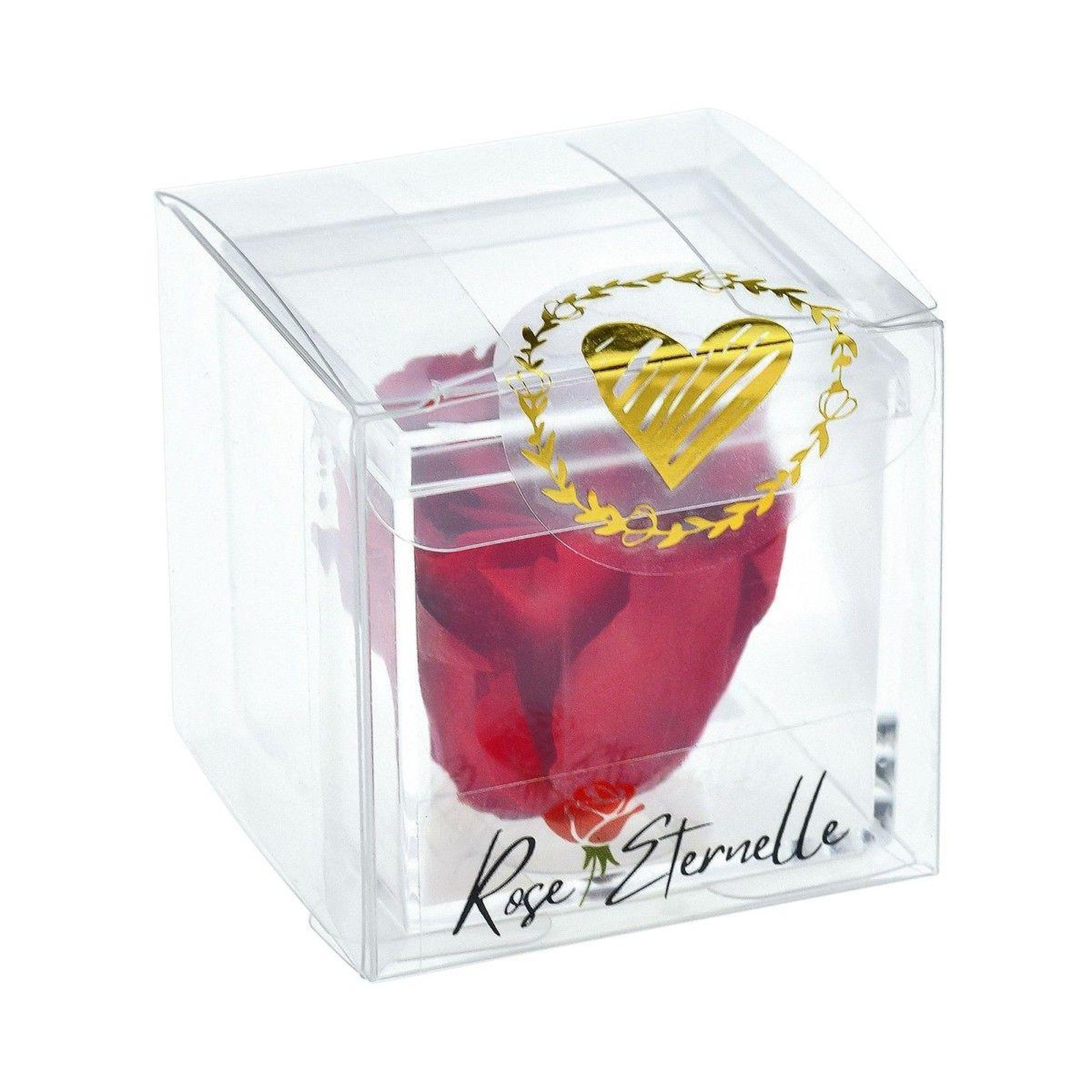 Voir la diapositive 3 : SC CRYSTAL Ecrin décoré d'une rose éternelle stabilisée - rouge