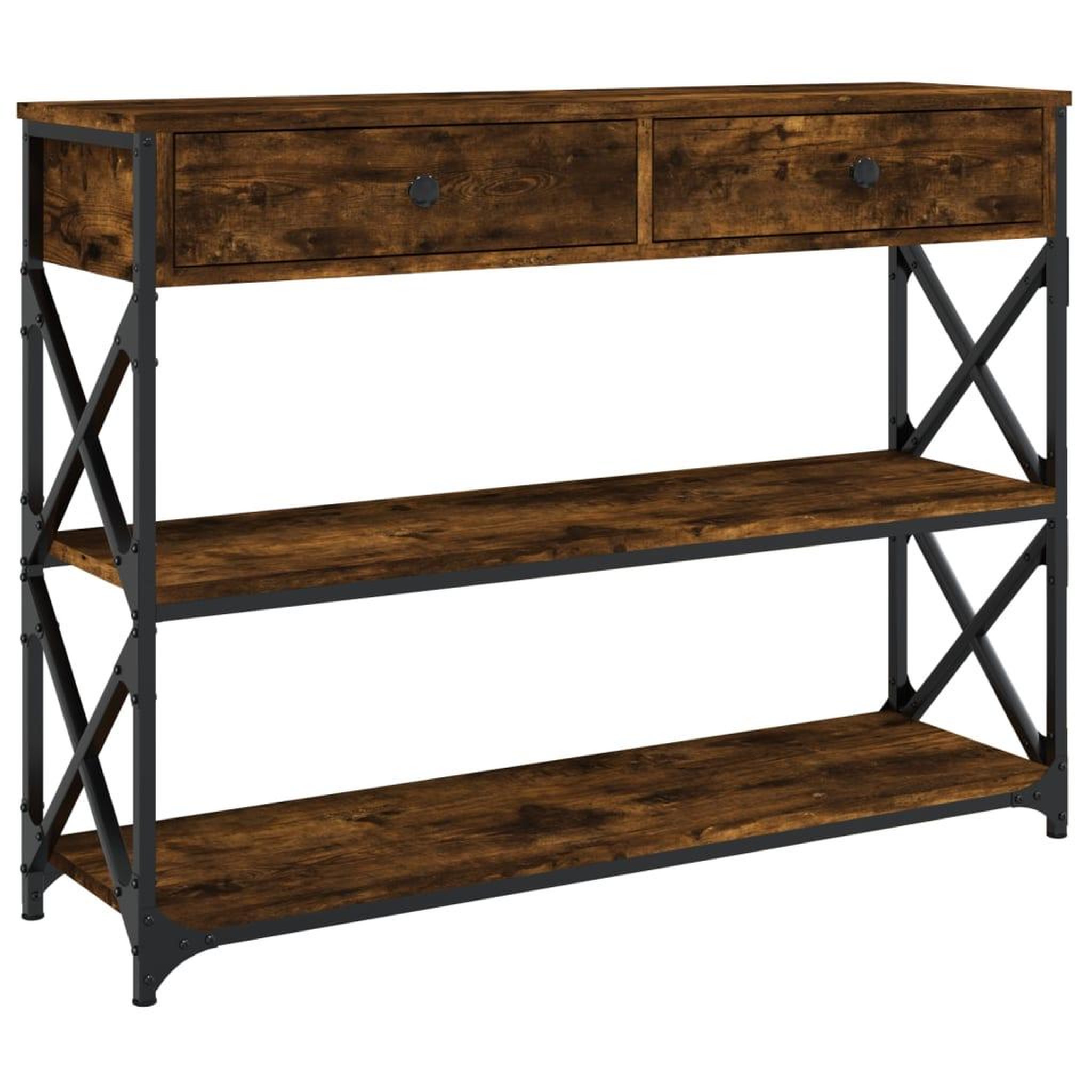 Voir la diapositive 2 : VIDAXL Table console chene fume 100x28x75 cm bois d'ingenierie