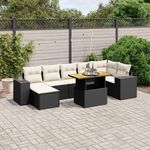 VIDAXL Salon de jardin 8 pcs avec coussins noir resine tressee