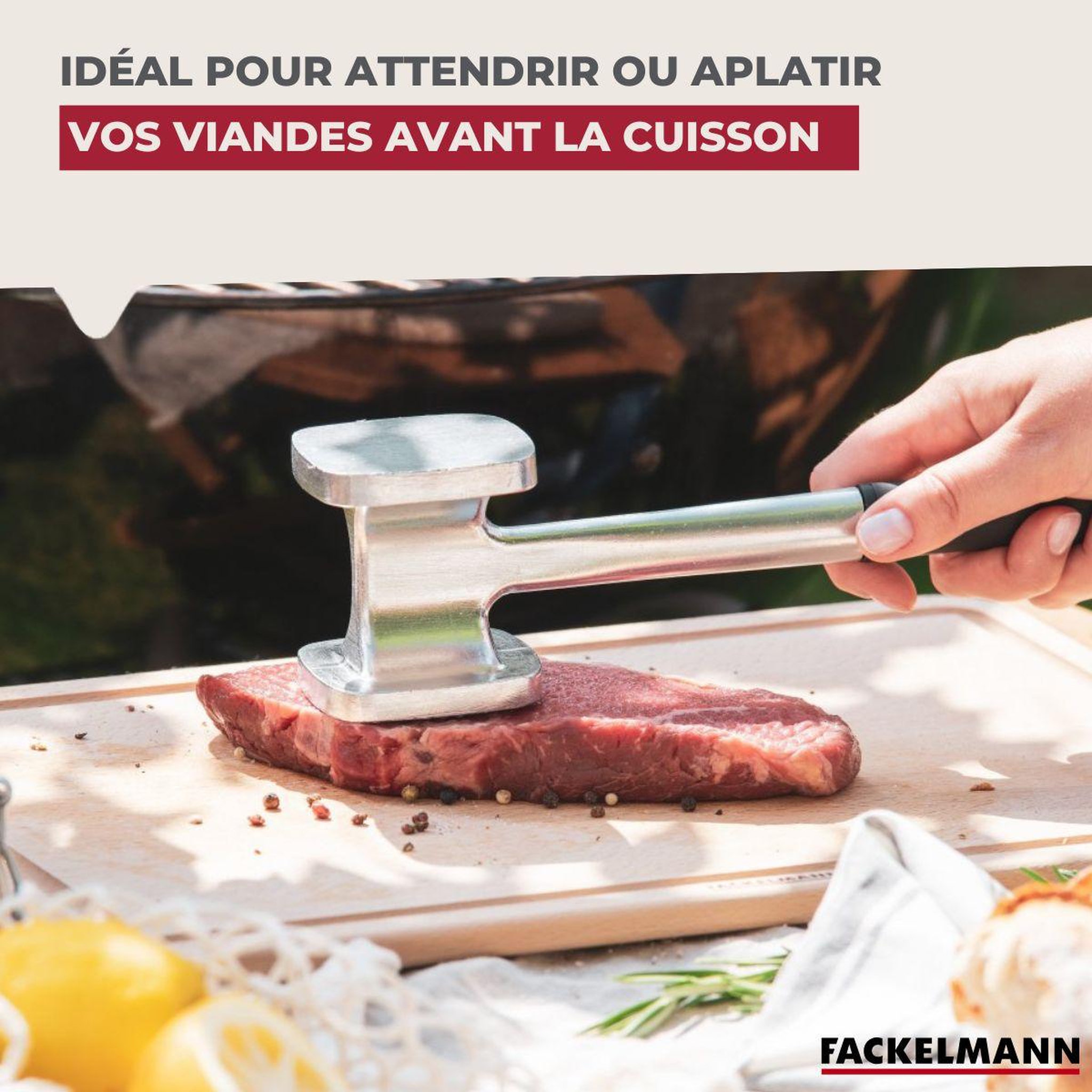 Voir la diapositive 4 : Fackelmann Attendrisseur à viande en aluminium 28 cm Fackelmann Basic