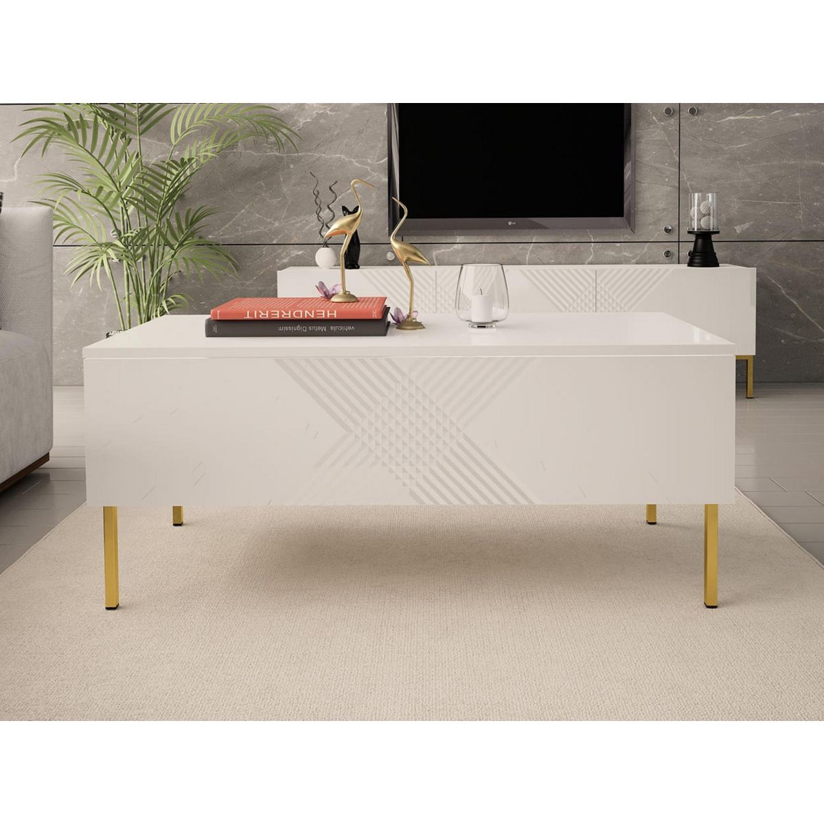 BEST MOBILIER Celeste - table basse - 2 portes - 120 cm