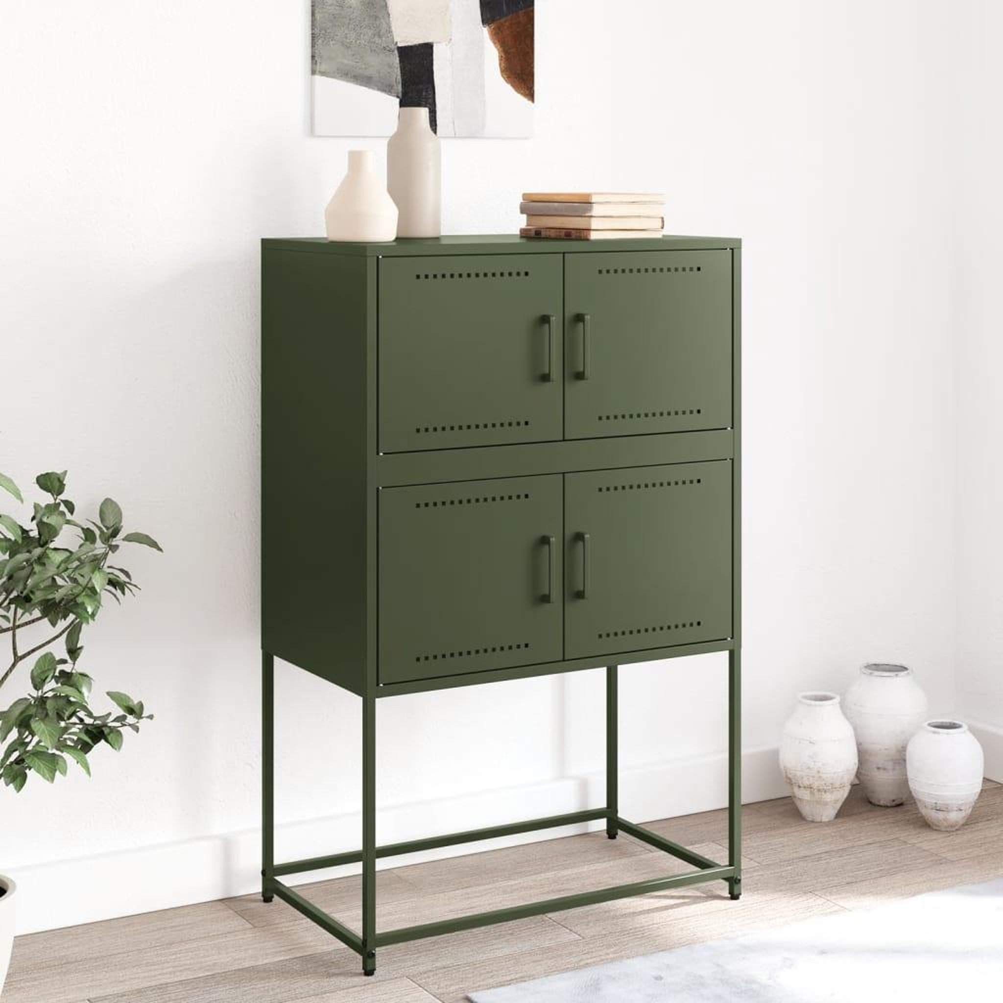 Voir la diapositive 3 : VIDAXL Buffet vert olive 68,5x38,5x107 cm acier