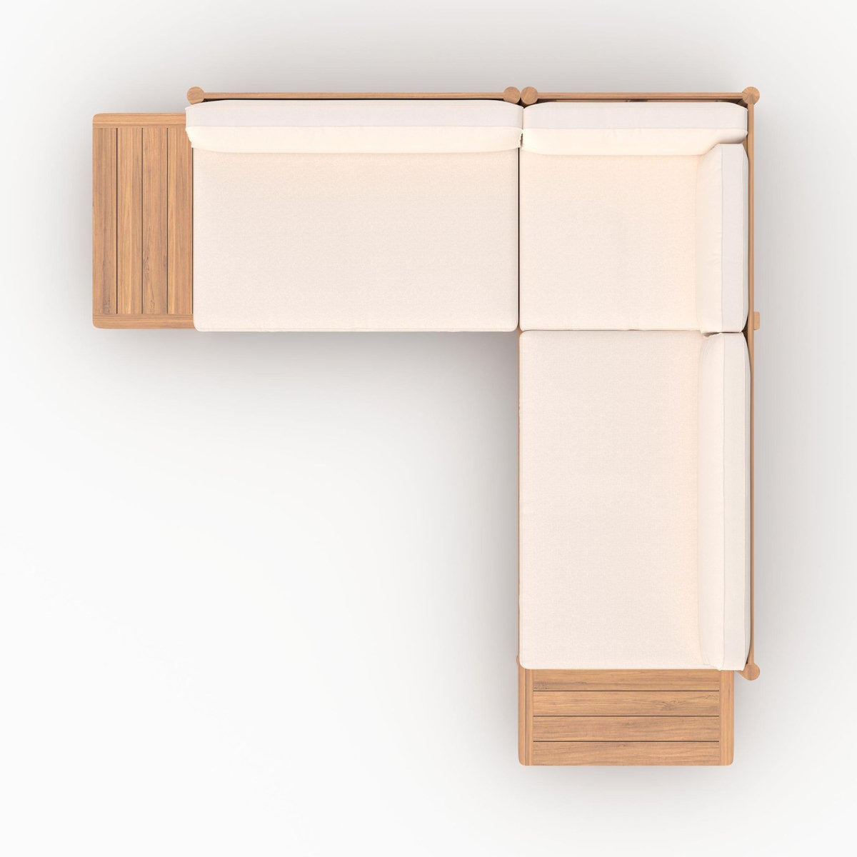 Rendez vous déco Salon de jardin 4 personnes en teck massif et tissu blanc-Nadila