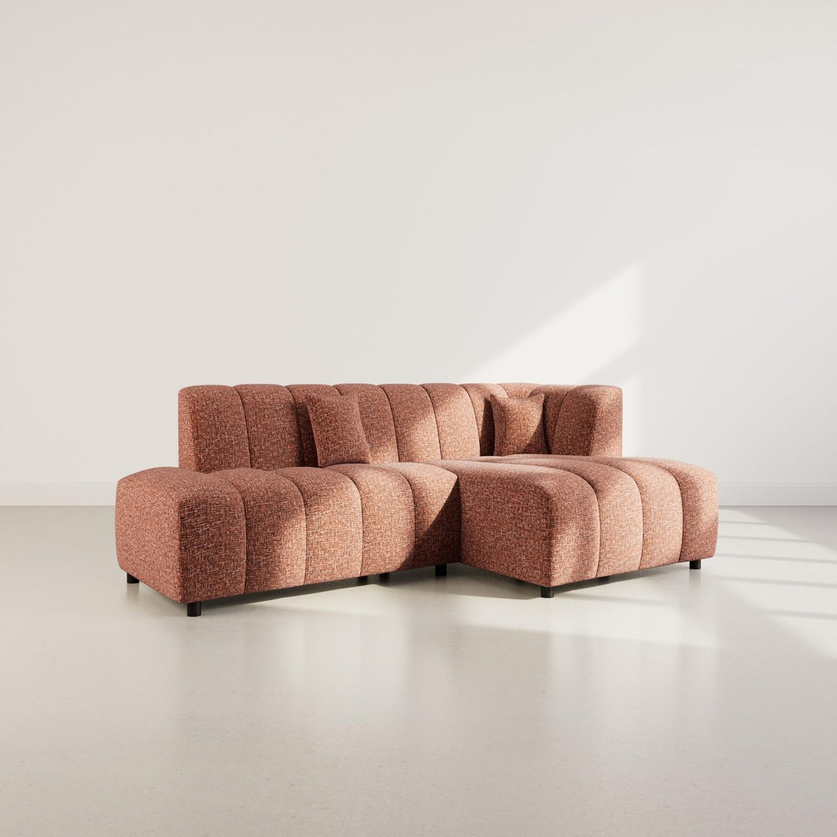 LISA DESIGN Curtis - canapé d'angle droit 4 places sans accoudoir en tissu texturé