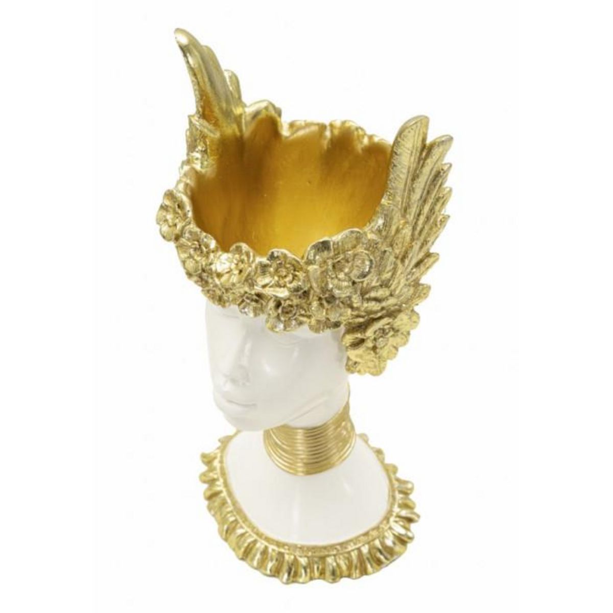 Paris Prix Statuette Buste Femme  Athena  32cm Blanc & Or