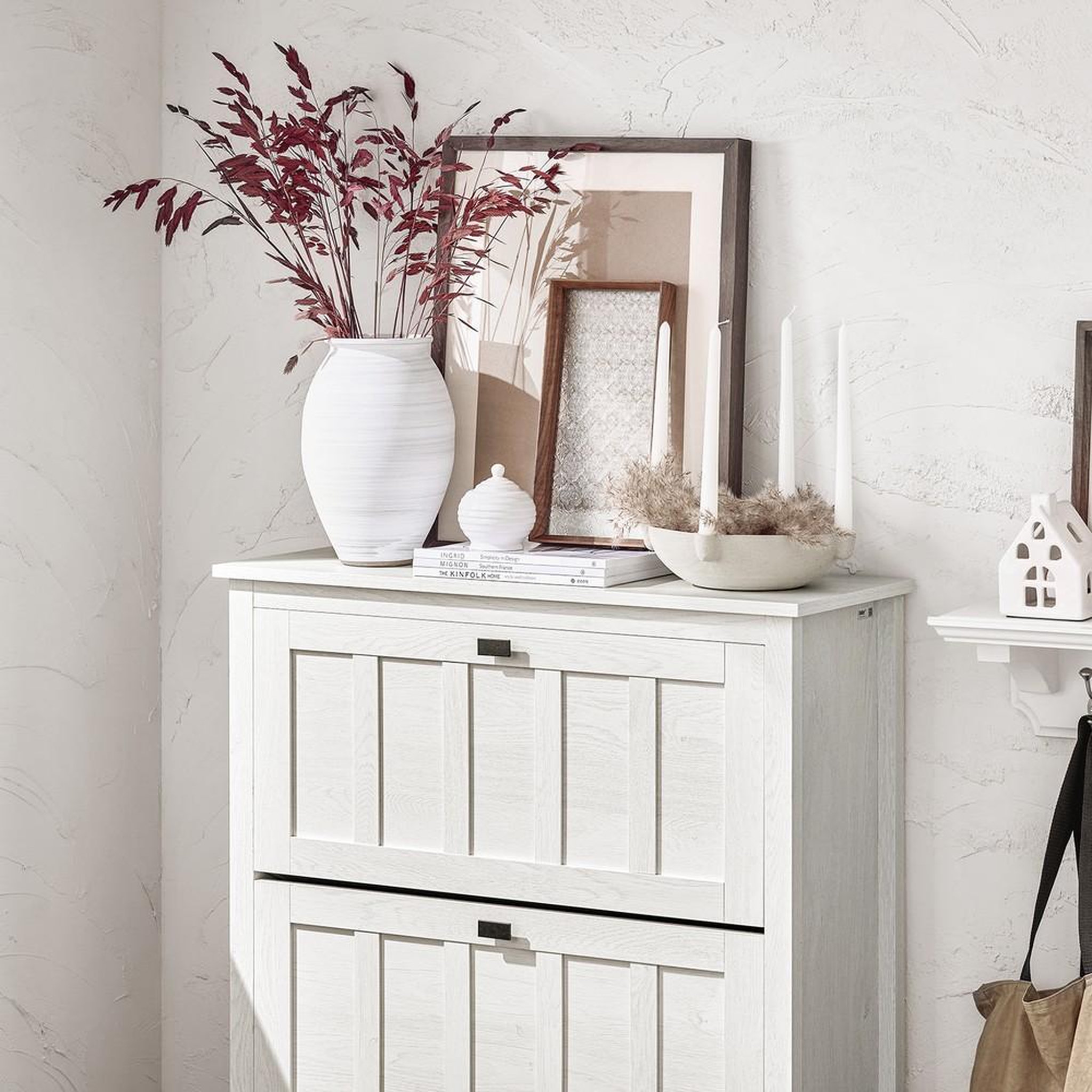 Voir la diapositive 4 : SOBUY SoBuy - Meuble À Chaussures 3 portes - Blanc - 80x30x111cm - Nordique - FSR162-W