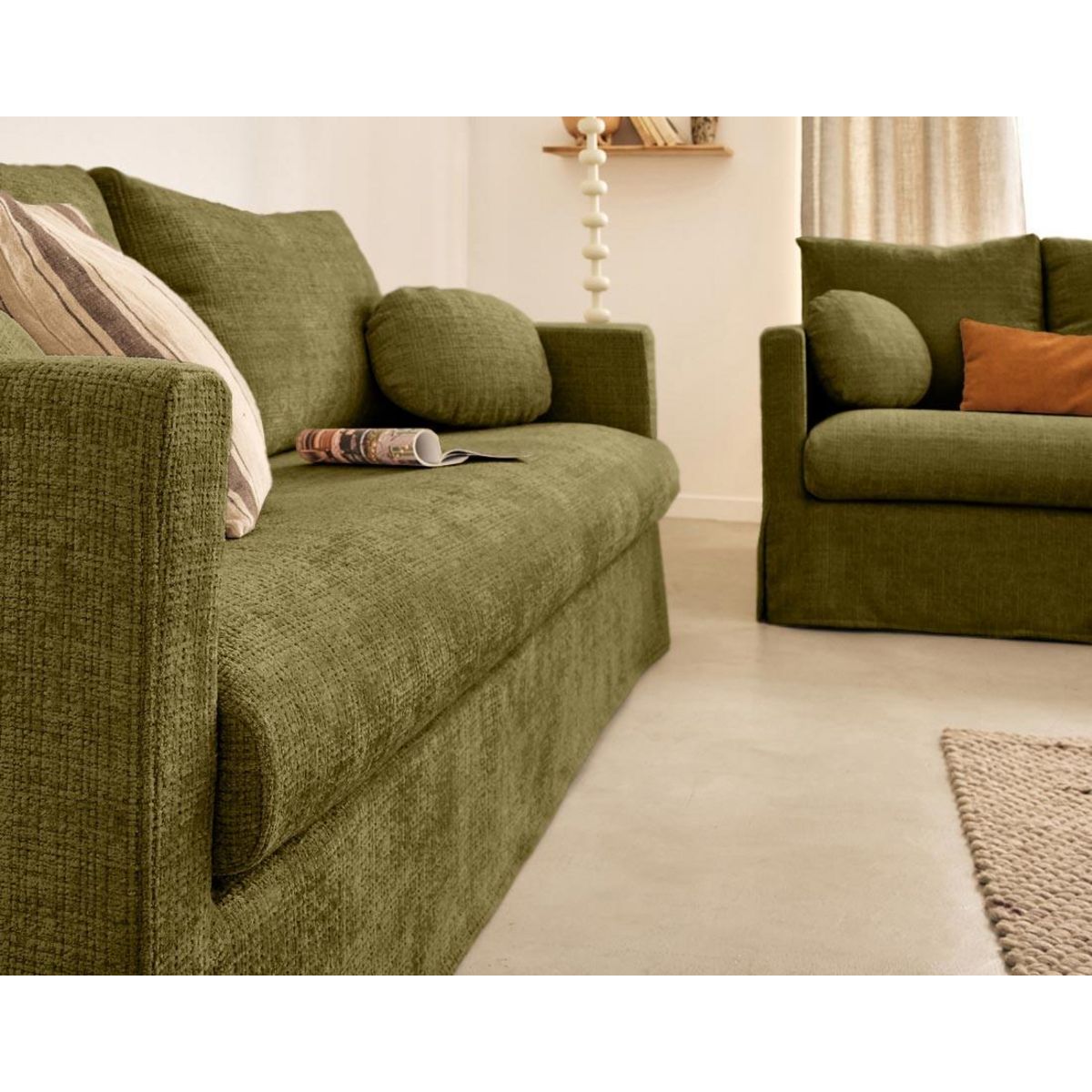 LISA DESIGN Serena - canapé droit déhoussable 3 places en velours texturé