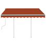 Voir la diapositive 3 : VIDAXL Auvent manuel retractable avec poteaux 3x2,5 m Orange et marron