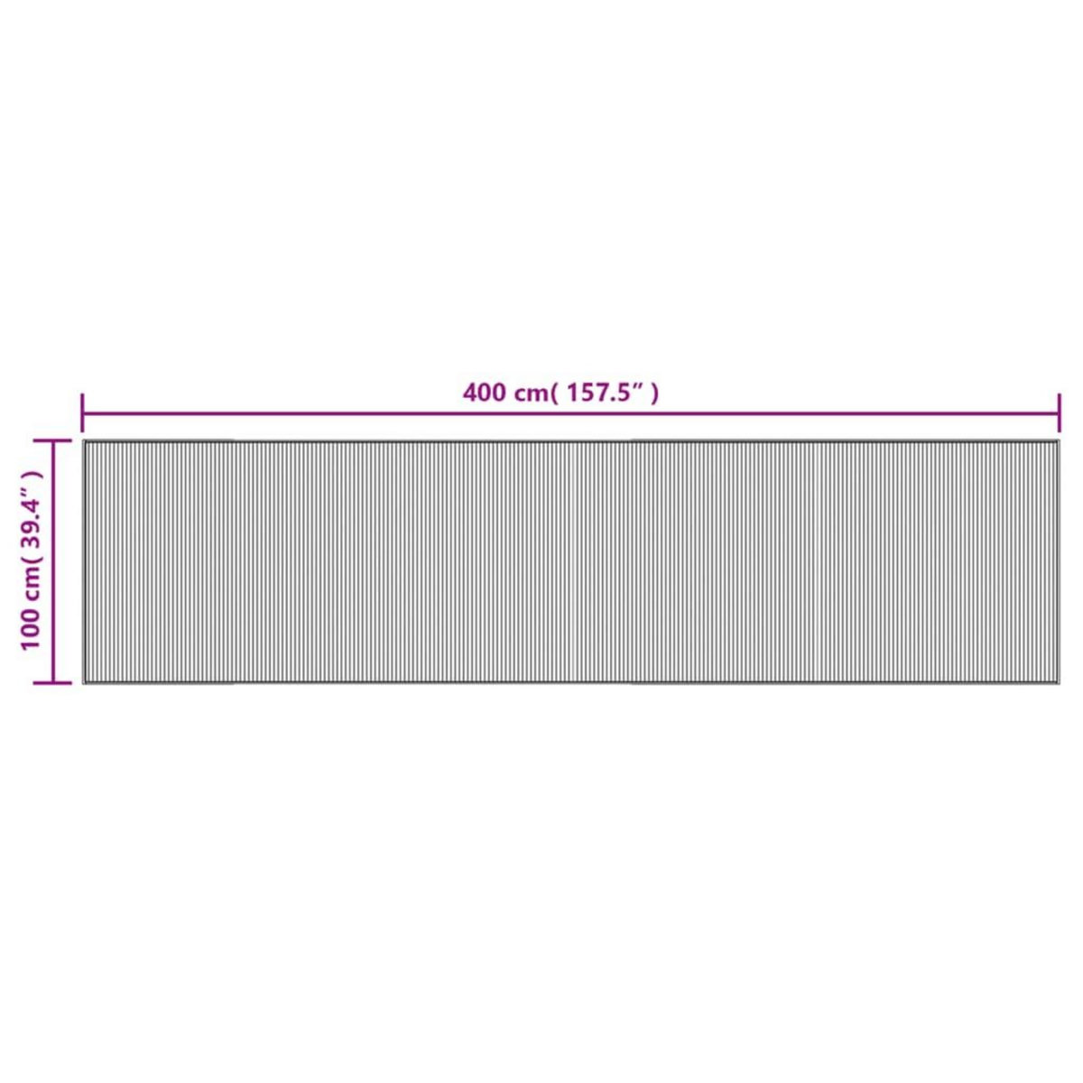VIDAXL Tapis rectangulaire noir 100x400 cm bambou