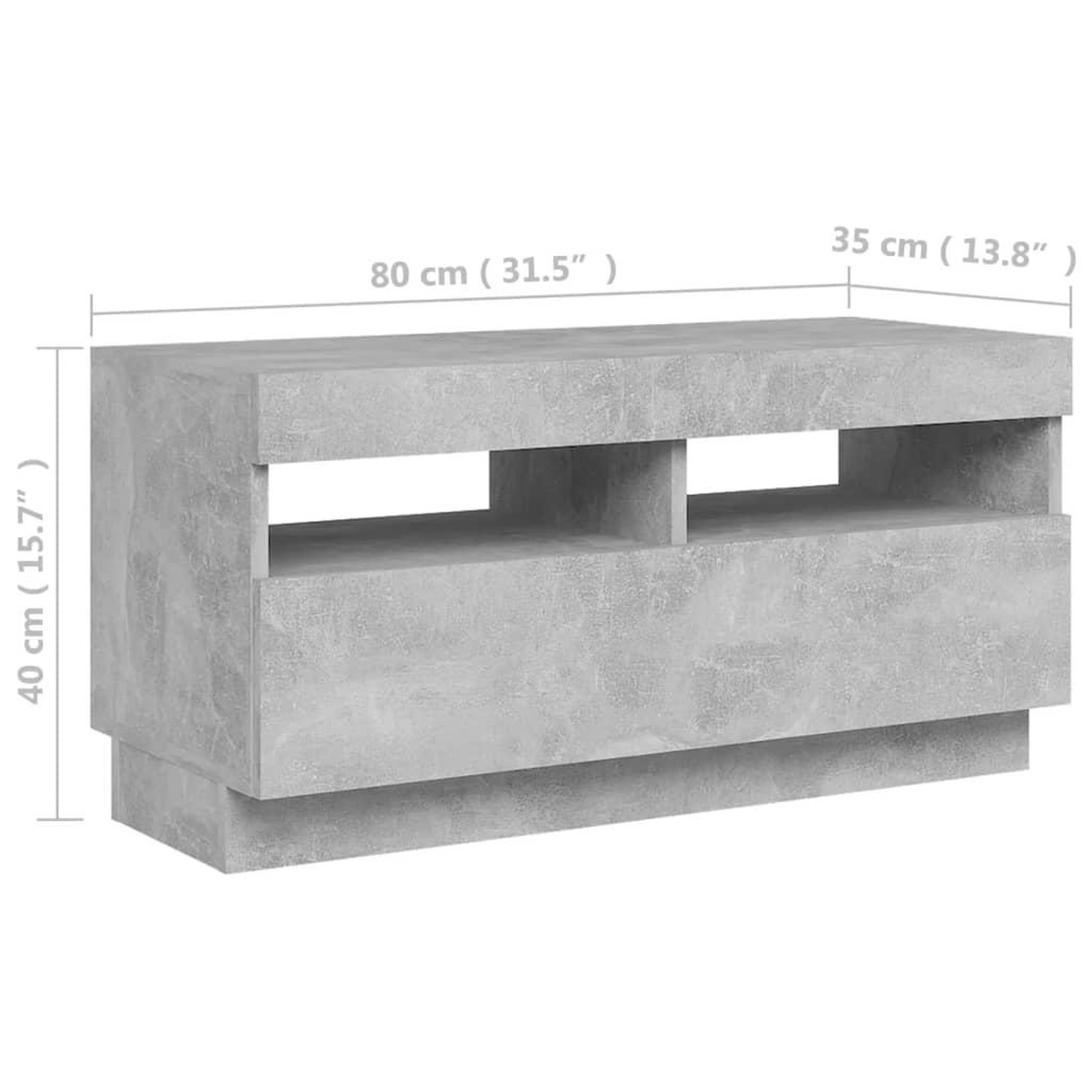 Voir la diapositive 6 : VIDAXL Meuble TV avec lumieres LED gris beton 80x35x40 cm