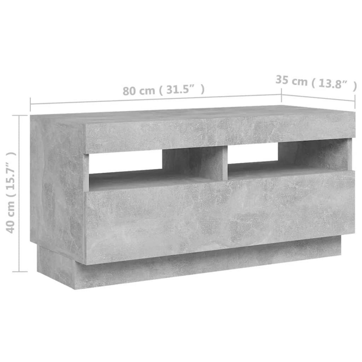 VIDAXL Meuble TV avec lumieres LED gris beton 80x35x40 cm